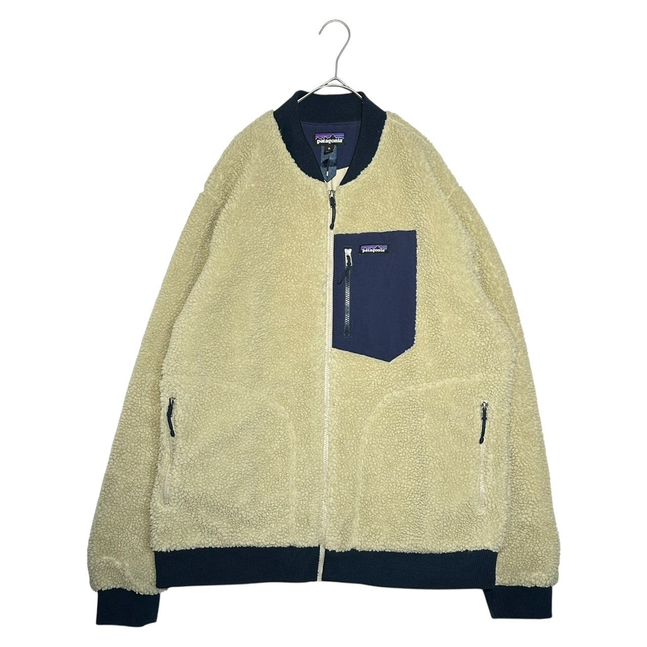 Patagonia(パタゴニア) Retro-X Bomber Jacket レトロX ボンバー ジャケット STY22830 XL アイボリー×ネイビー フリース ブルゾン