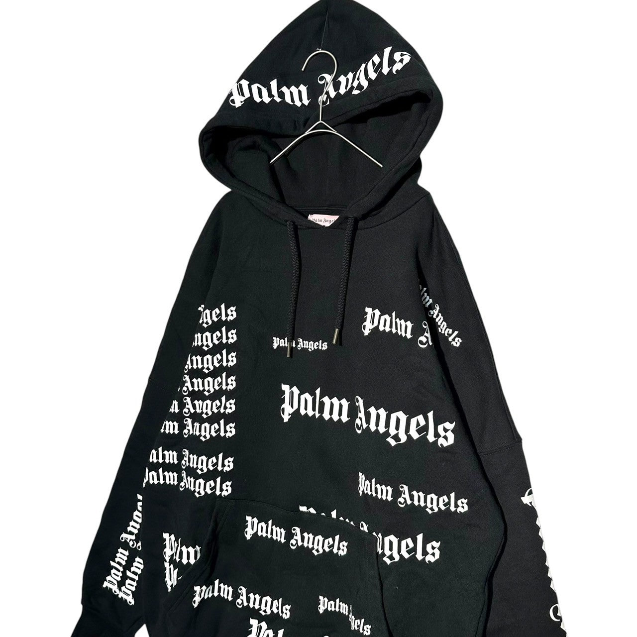 Palm Angels(パームエンジェルス) Full Logo Print Pullover Hoodie 総柄 ロゴ プリント プルオーバー パーカー PMBB036F18441015 XS ブラック