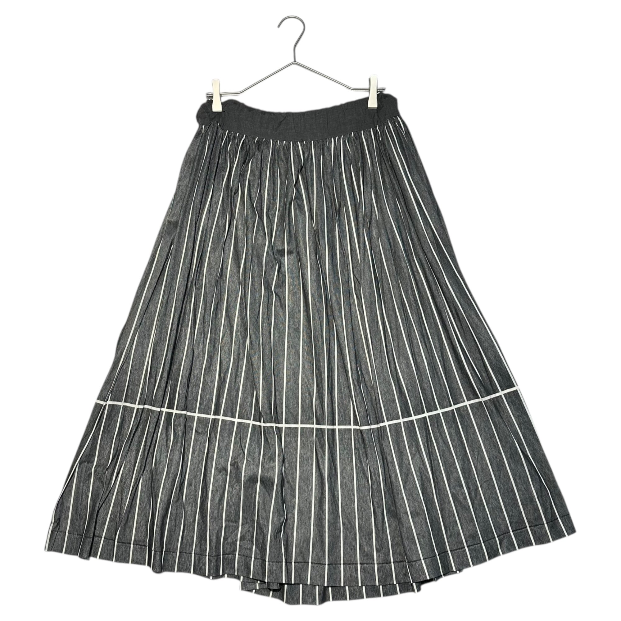 Y's(ワイズ) Striped Cotton Long Skirt ストライプ コットン ロング スカート YE-T47-070 3(L程度) グレー×ホワイト