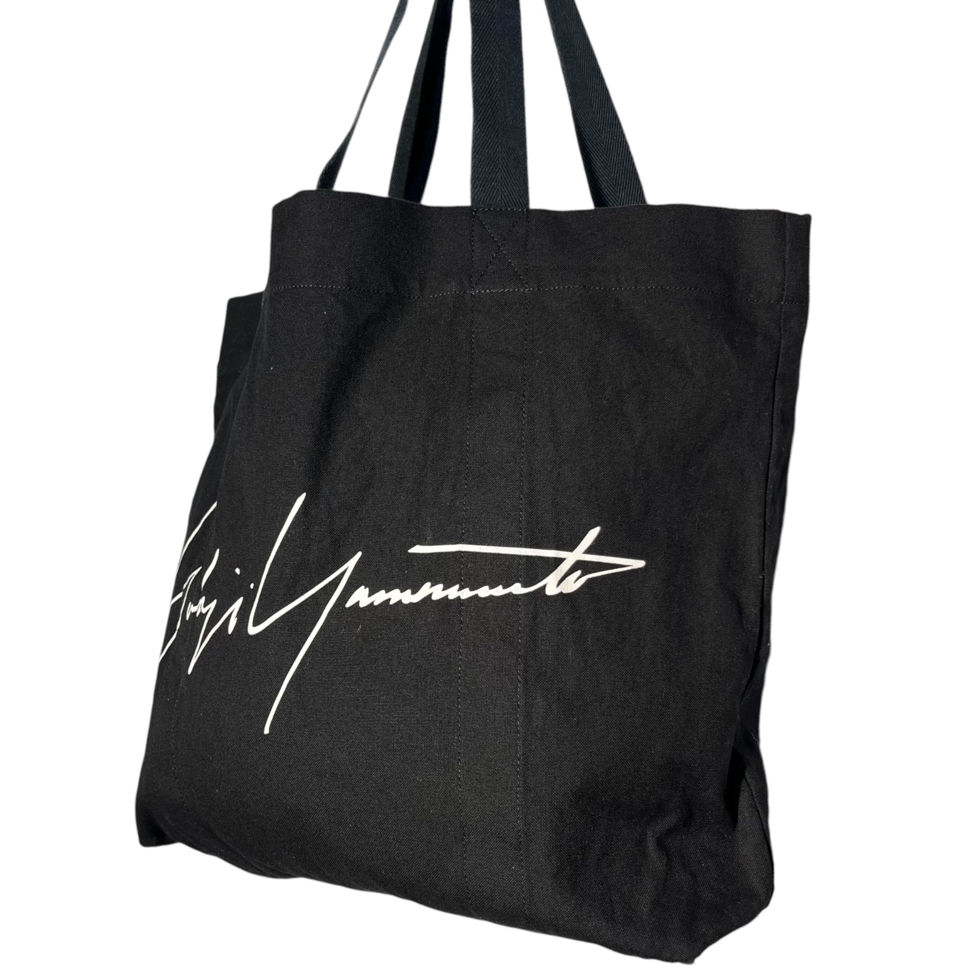YOHJI YAMAMOTO(ヨウジヤマモト) Campus cotton tote bag キャンバス コットン ロゴ トート バッグ ブラック