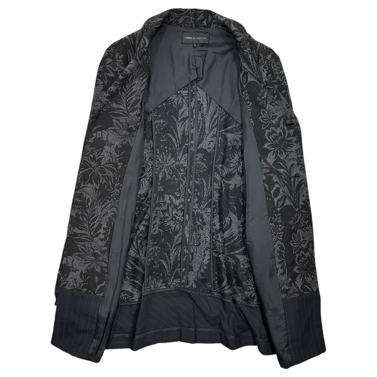 COMME des GARCONS(コムデギャルソン) 1992AW Jacquard combination 3-button tailored jacket ジャガード 切替 3B ジャケット GJ-11012 M ブラック AD1992 テーラード 90's 90年代