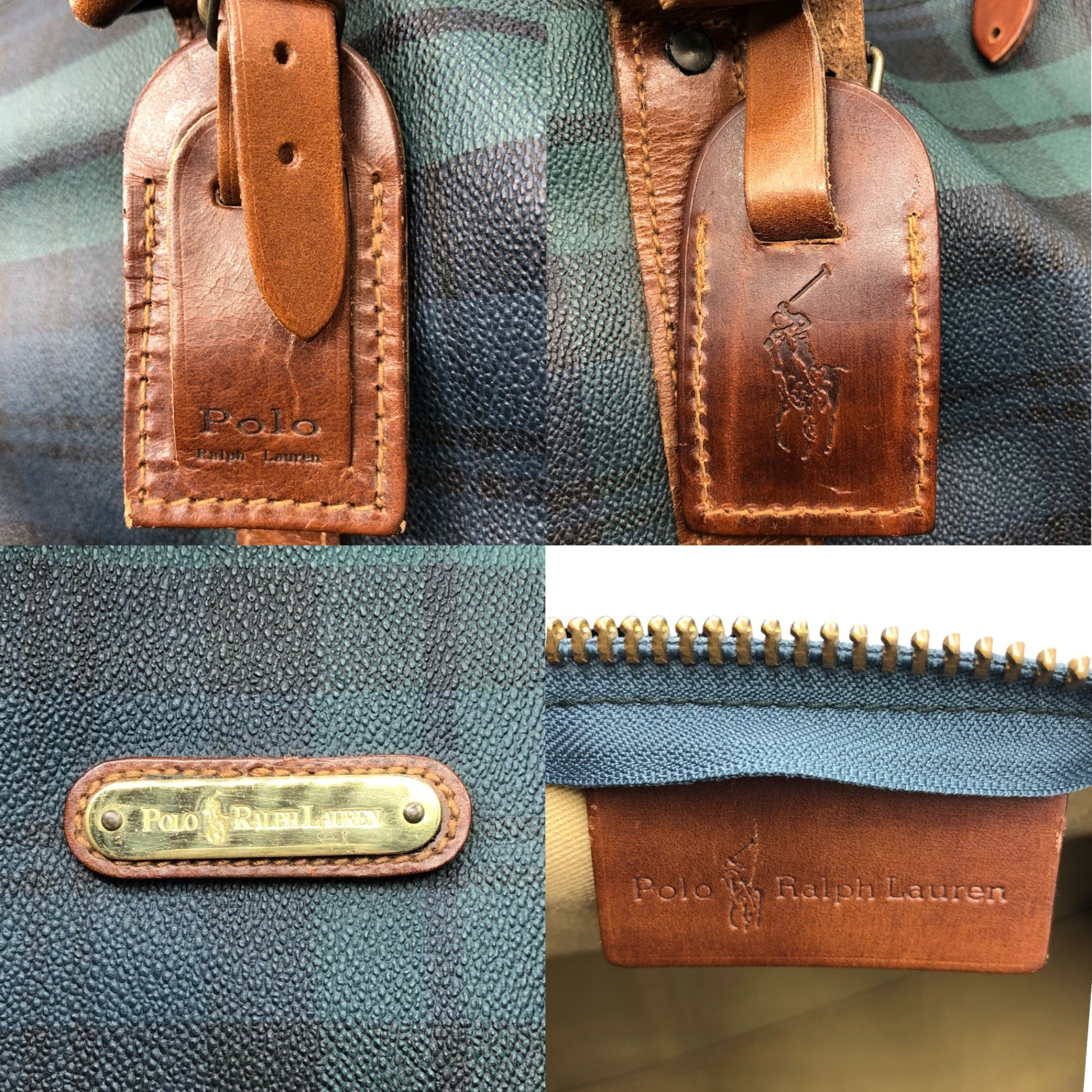 POLO RALPH LAUREN(ポロラルフローレン) 90'sチェック柄ボストンバッグ グルーン