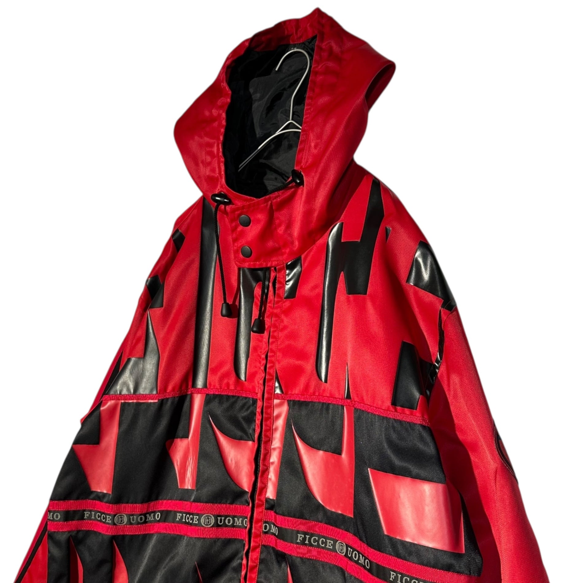 FICCE JEANS(フィッチェジーンズ) 00’s Nylon Racing Hooded Jacket ナイロン レーシング フーデッド ジャケット JRAV-07 表記無(FREE) ブラック×レッド Y2K マウンテンパーカー ドン小西ブランド