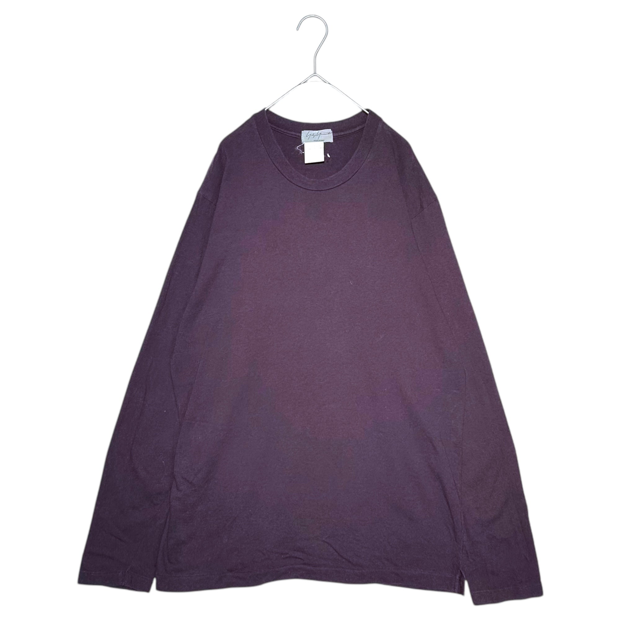 YOHJI YAMAMOTO POUR HOMME(ヨウジヤマモトプールオム) Old Embroidered crew neck long sleeve T-shirt with collar back オールド 襟裏 刺繍 クルーネック 長袖 Tシャツ HI-T02-021 パープル サイズ表記無