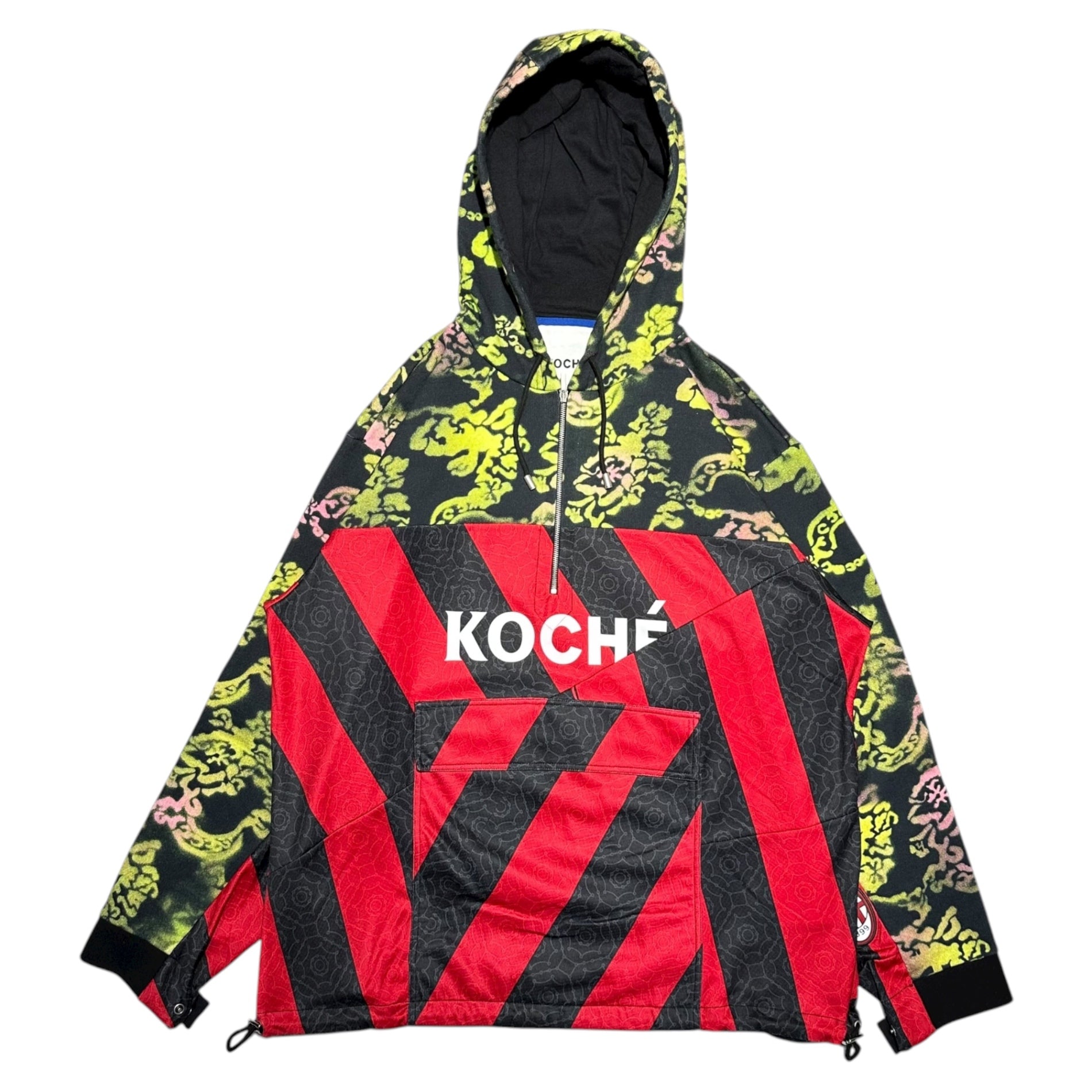 KOCHE × PUMA(コシェ × プーマ) Game Shirt-Style Half-Zip Hoodie with All-Over Print ゲームシャツ 切替 総柄 ハーフジップ パーカー SK3GU0008 S24395 M レッド×ブラック×イエロー