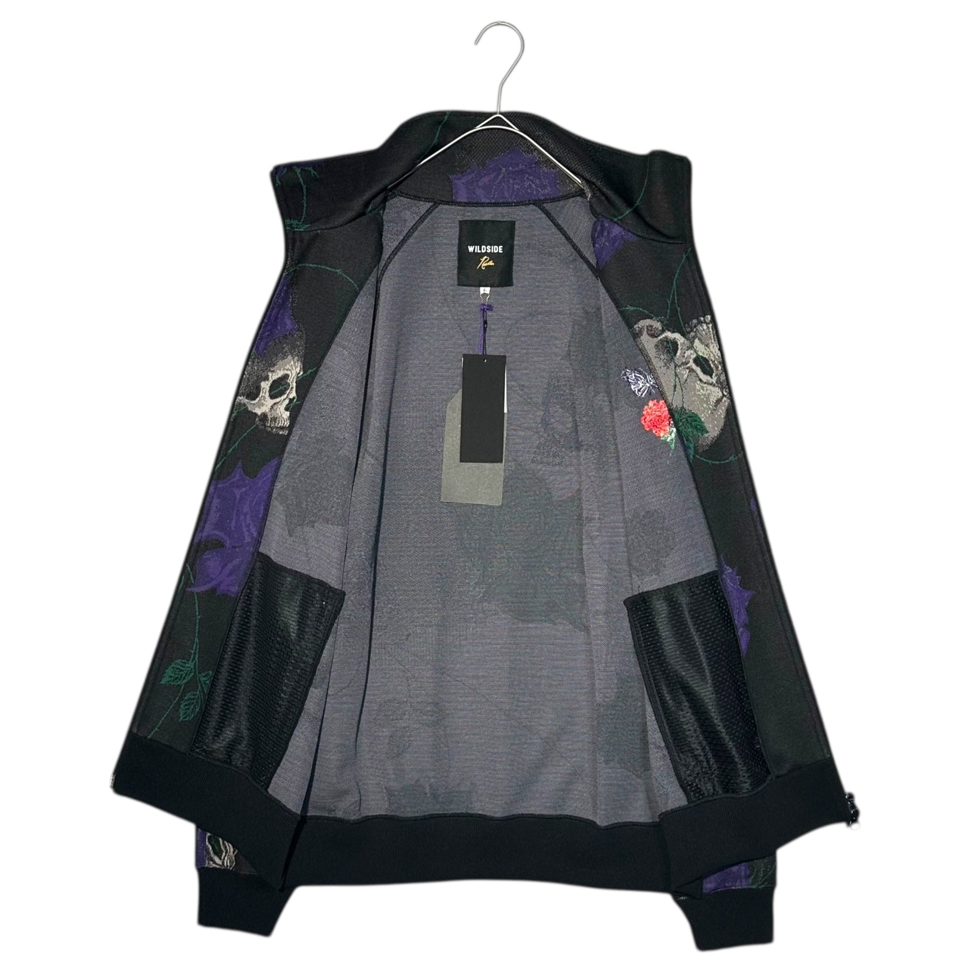 WILD SIDE YOHJI YAMAMOTO × NEEDLES(ワイルドサイド ヨウジヤマモト × ニードルズ) Skull Rose Track Jacket スカルローズ トラック ジャケット MR1038 L ブラック×パープル