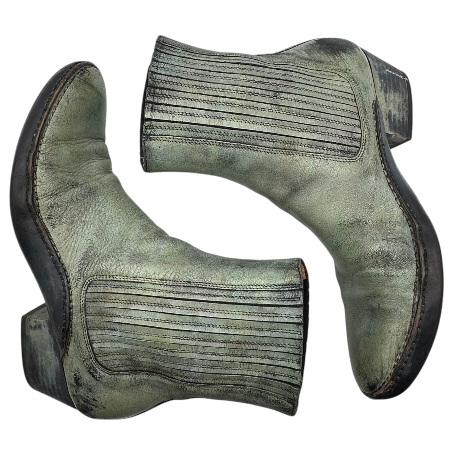Maison Martin Margiela(メゾン マルタンマルジェラ) 15FW 70’s Replica Western Boots 70年代 レプリカ ウエスタン ブーツ S37WU0254 43 グリーン 2015 アーカイブ Provenence Melbourne, Australia Sole: Opanke construction