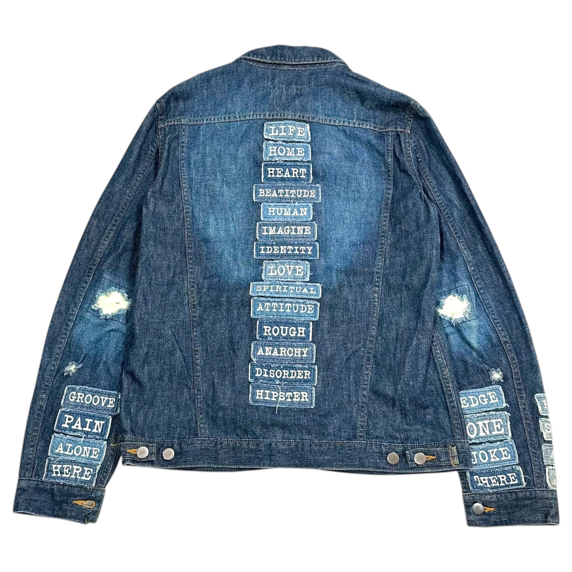 NUMBER (N)INE(ナンバーナイン) 02SS Modern Age Crash Message Denim Jacket モダンエイジ期 クラッシュ メッセージ デニム ジャケット 4(L) インディゴ 宮下貴裕 本人期