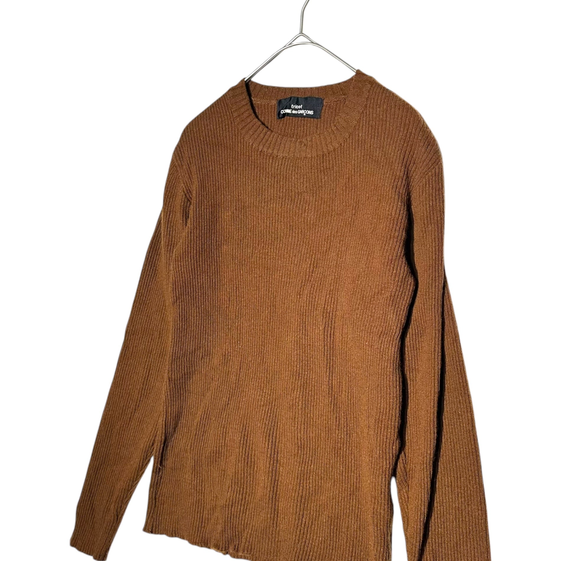 tricot COMME des GARCONS(トリココムデギャルソン) 90AW Wool ribbed crew neck knit ウール リブ クルーネック ニット TN-080040 FREE ブラウン AD1990