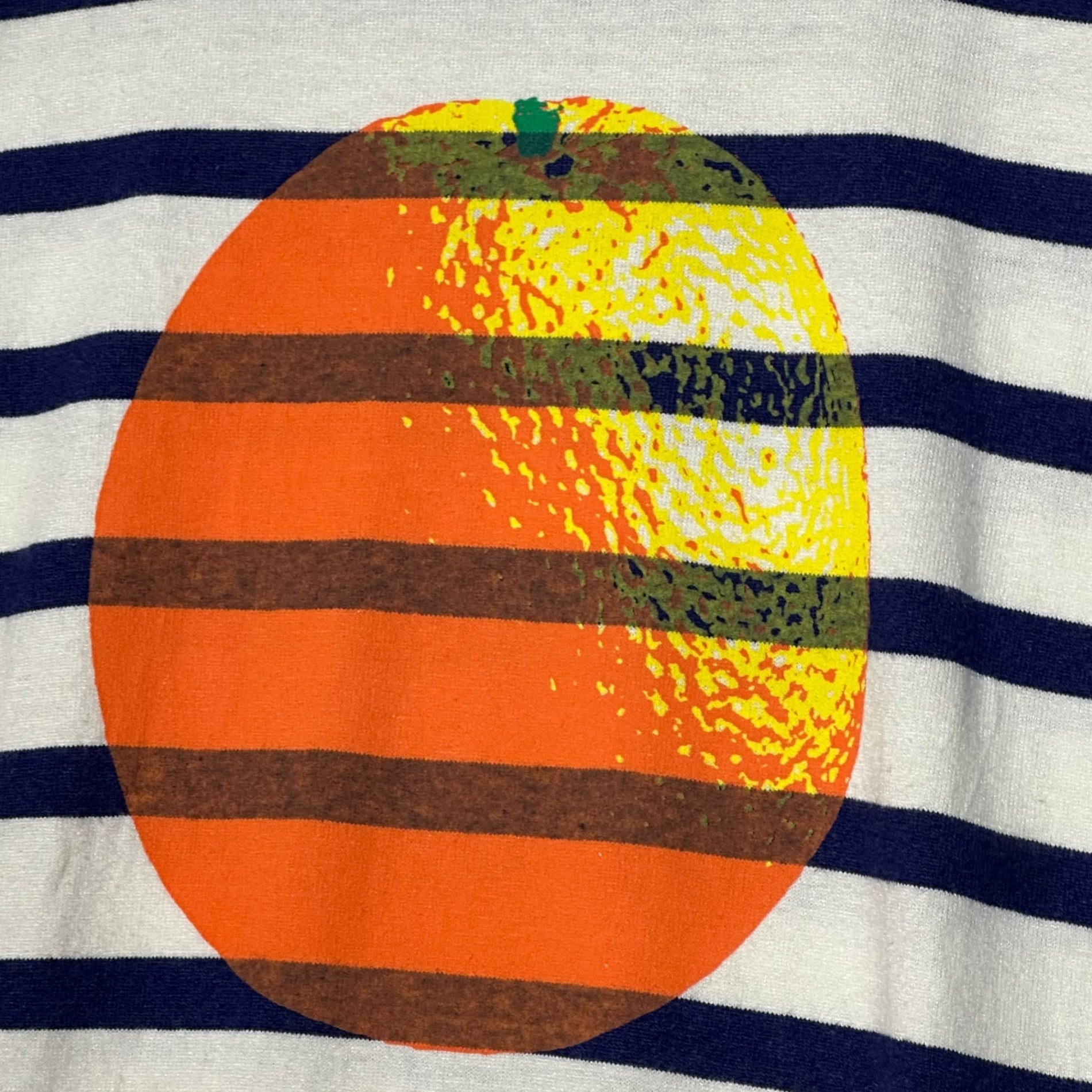 tricot COMME des GARCONS(トリココムデギャルソン) 11SS Orange Print Border Short-Sleeve T-Shirt オレンジ プリント ボーダー 半袖 Tシャツ TG-T042 M ホワイト×ブルー AD2010 みかん