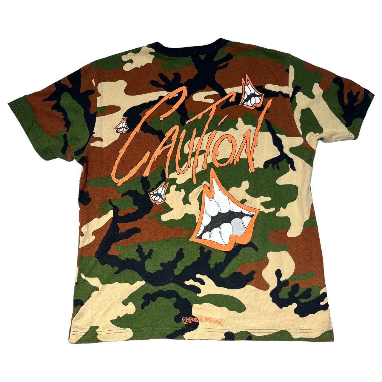 CHROME HEARTS(クロムハーツ) ×MATTY BOY PPO CAUTION T-SHRT カモフラ プリント Tシャツ XL グリーン×ブラウン USA製 半袖 コラボ マッティボーイ