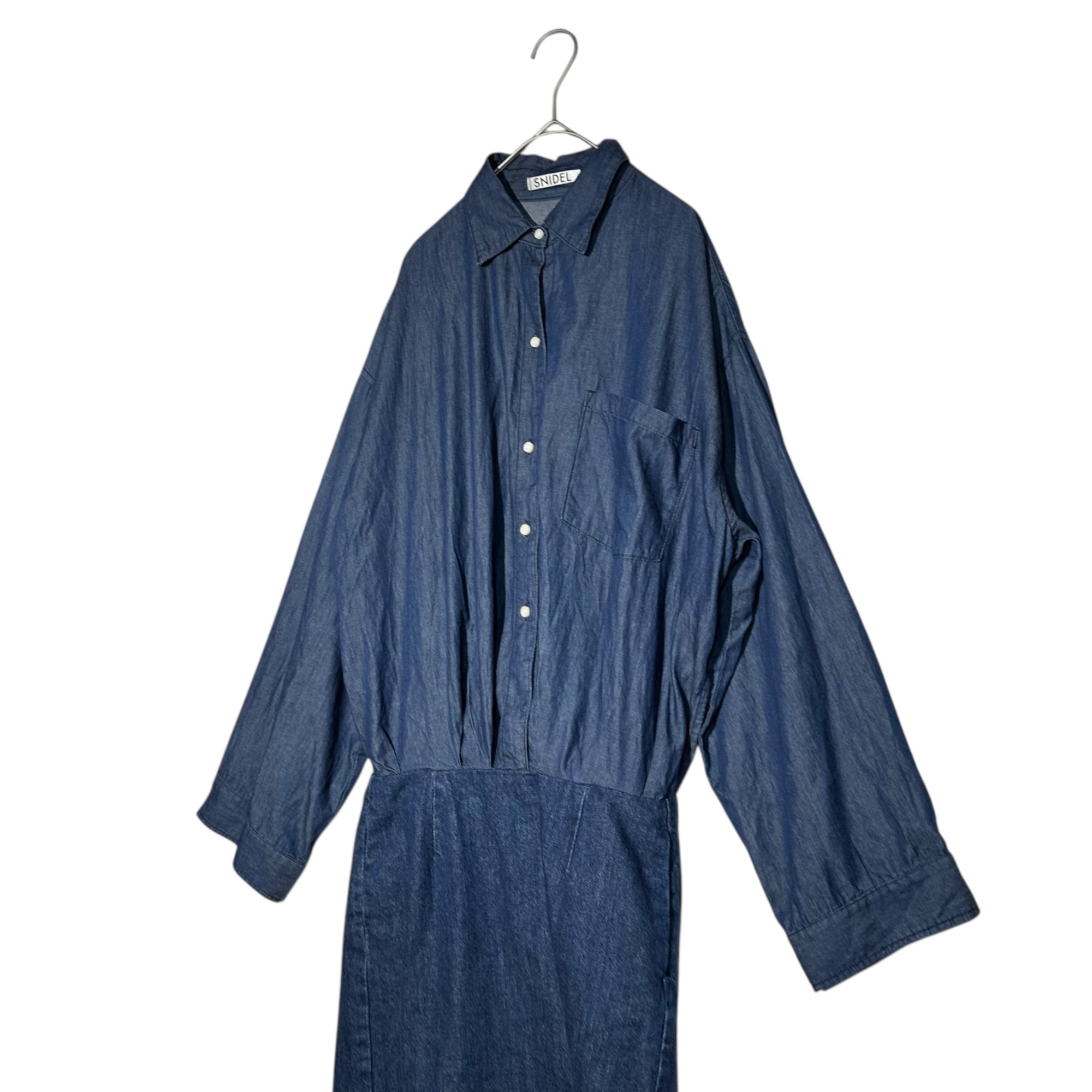 snidel(スナイデル) Over Shirt Docking Mini Dress オーバー シャツ ドッキング ミニ ワンピース - デニム SWFO222031 1(S程度) インディゴ 長袖