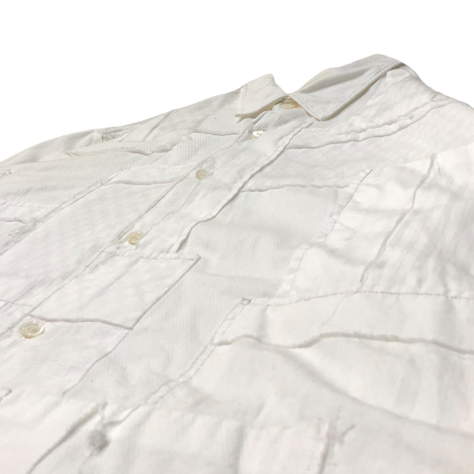 COMME des GARCONS HOMME(コムデギャルソンオム) 00's one tone patchwork shirt ワントーン パッチ ワーク シャツ 田中オム 表記消え(M程度) ホワイト 長袖