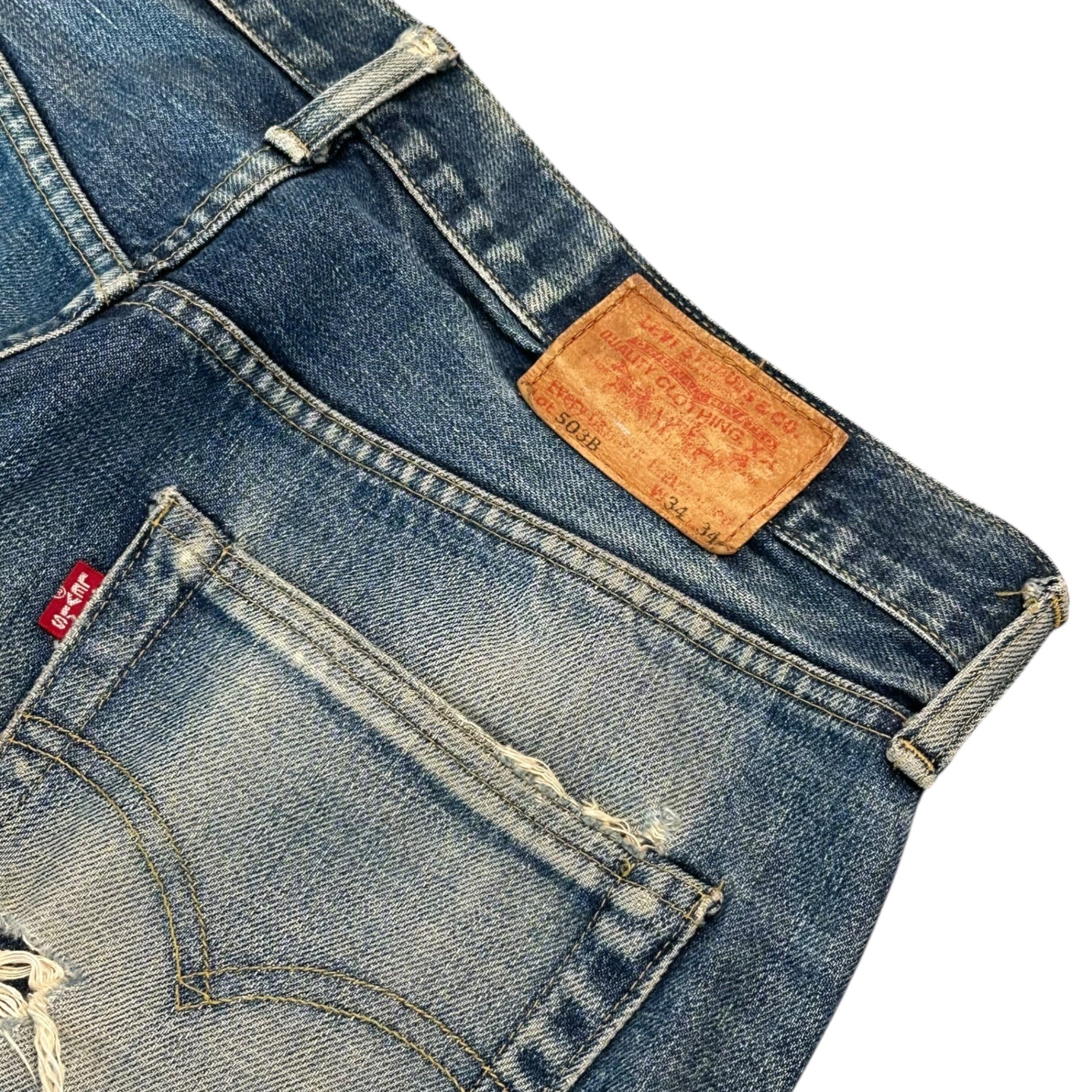Levi's(リーバイス) 90's 503B-XX BIG E Crash Denim Pants クラッシュ デニム パンツ W34 L34 インディゴ 90年代