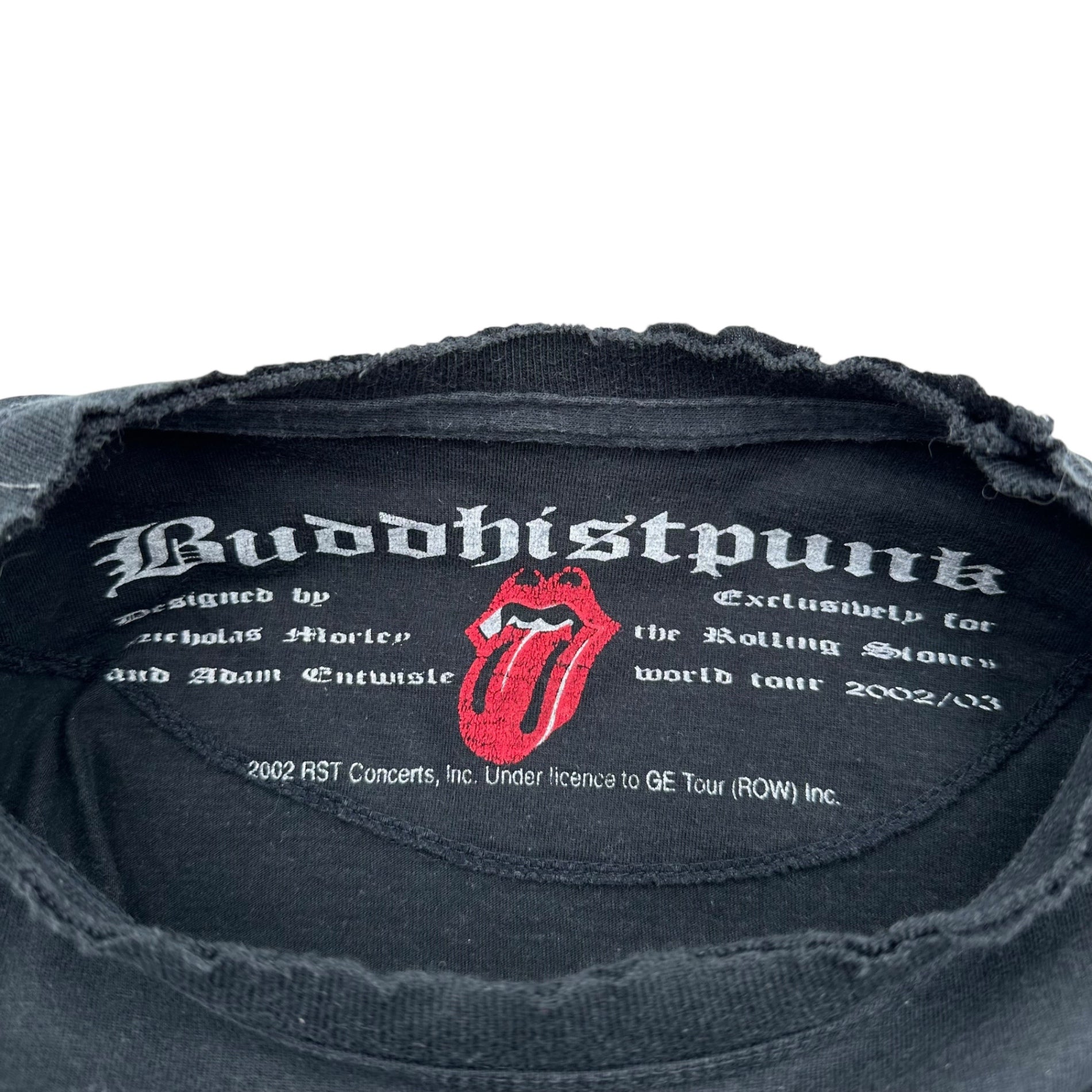 BUDDHIST PUNK(ブッディストパンク) 00's Lip and Tongue Rolling Stones Distressed T-Shirt 2000年代 リップアンドタン ローリングストーンズ ダメージ加工 Tシャツ 1(S) ブラック×レッド 2002年