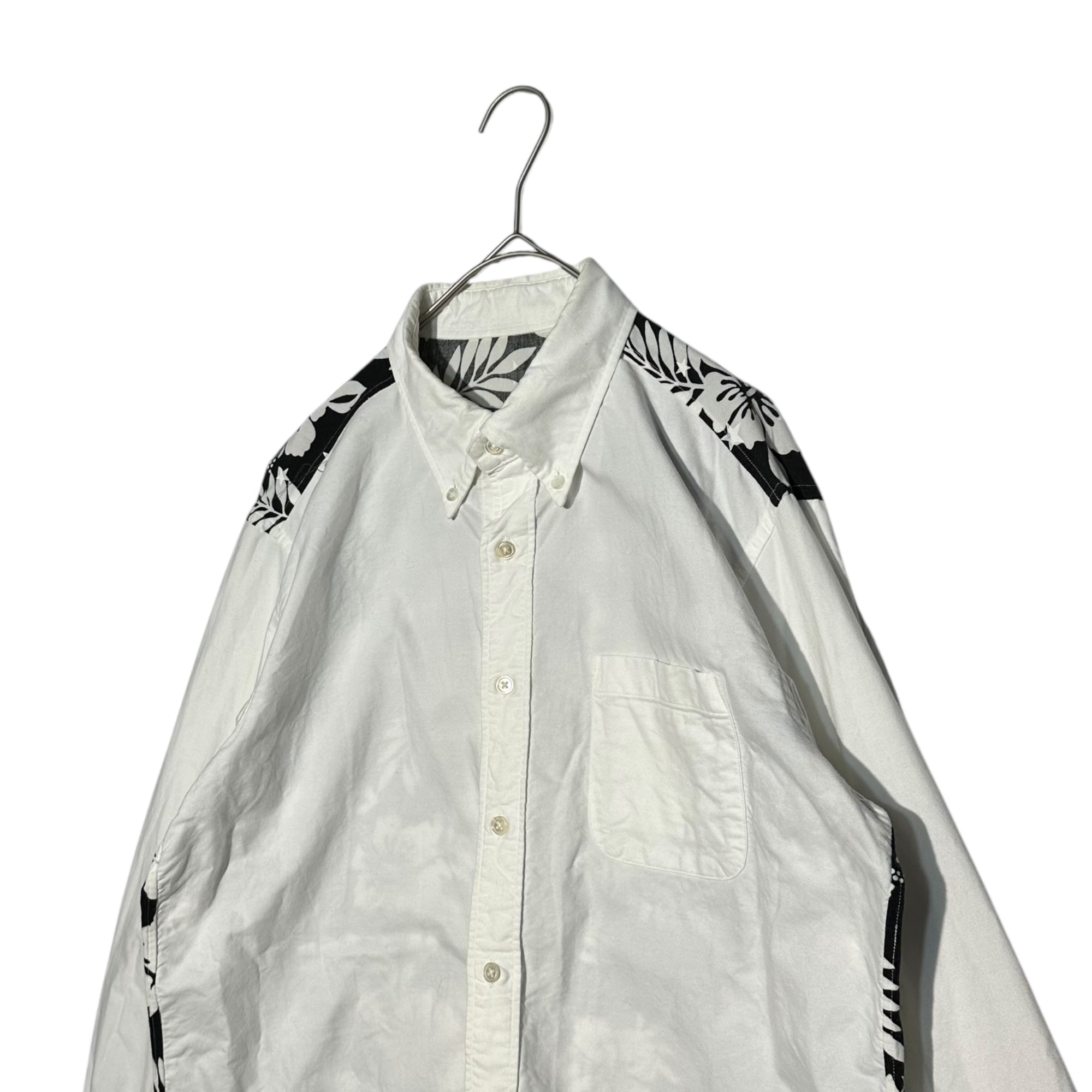 uniform experiment(ユニフォームエクスペリメント) Aloha Button Down Shirt アロハ 切替 ボタンダウン 長袖 シャツ UE-170011 3 ホワイト