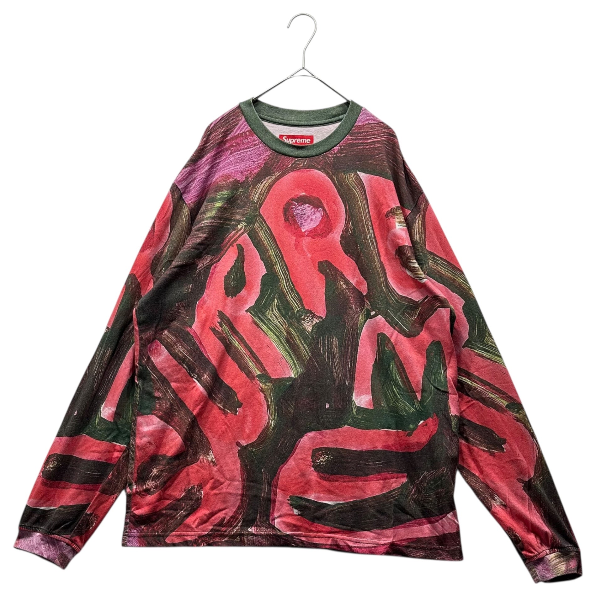 SUPREME(シュプリーム) 24SS Paint L/S Top Multicolor プリント 長袖 Tシャツ M レッド×グリーン
