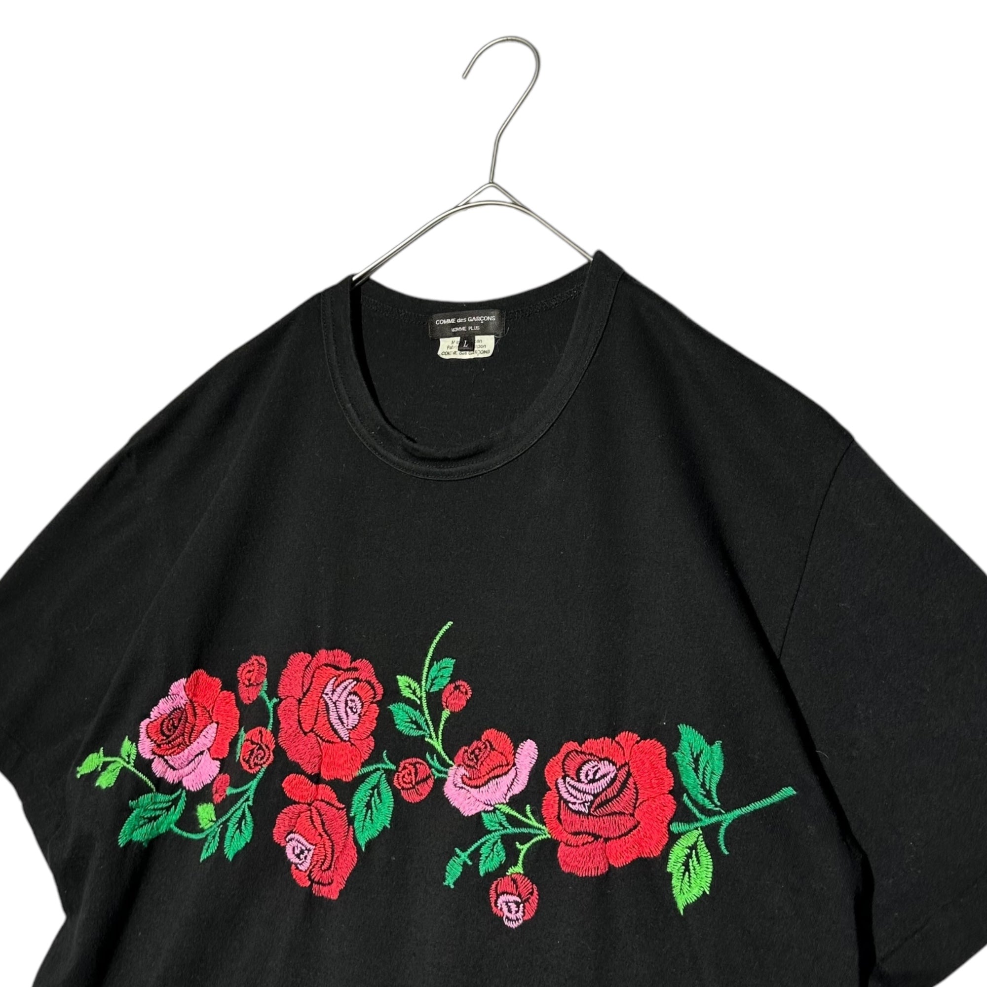 COMME des GARCONS HOMME PLUS(コムデギャルソンオムプリュス) 22SS 花の存在期 Floral embroidery S/S T-shirt フローラル 刺繍 半袖 Tシャツ PI-T025 L ブラック