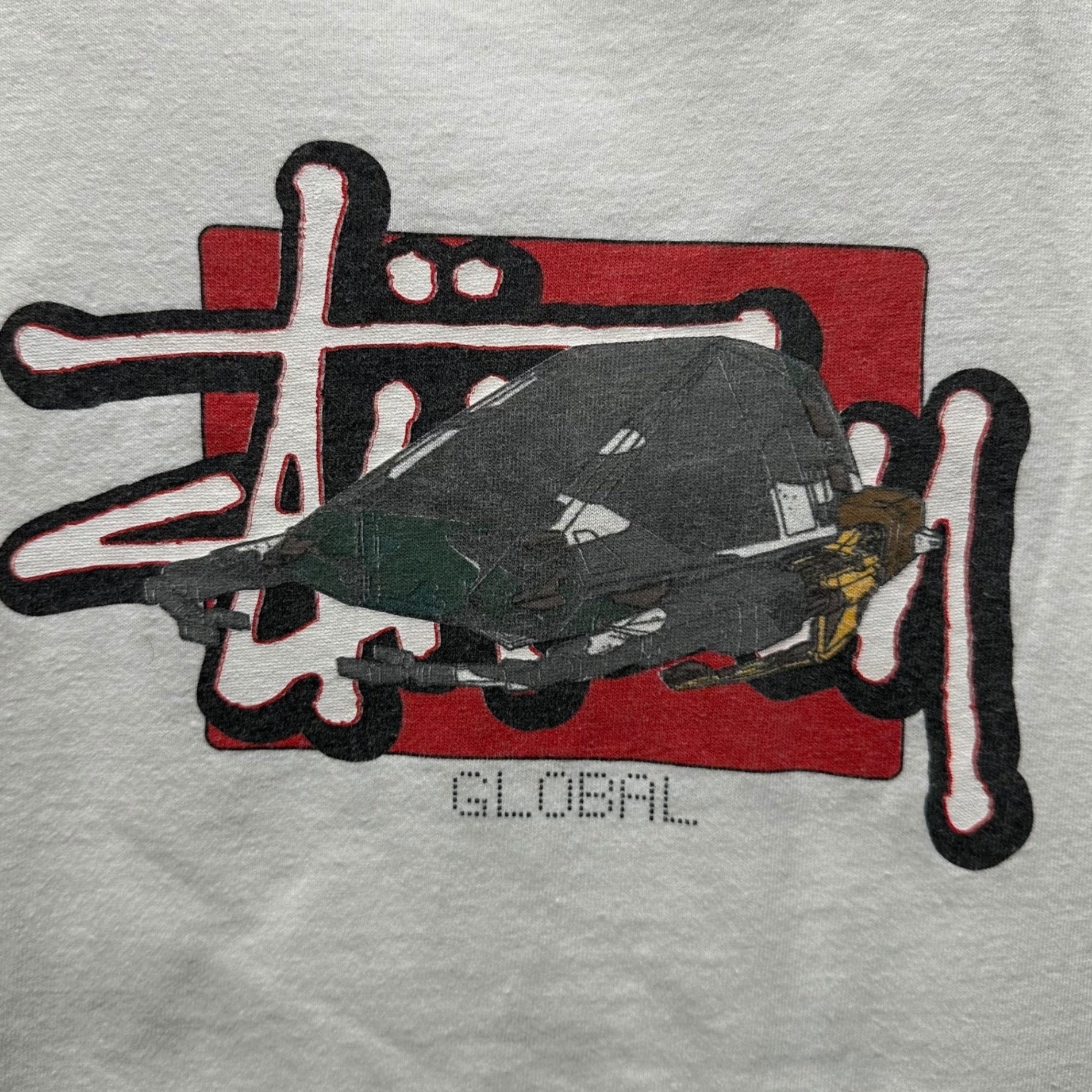STUSSY(ステューシー) 90's USA made Global Logo Tee グラフィック ロゴ プリント Tシャツ M ホワイト 紺タグ 90年代 OLD ヴィンテージ