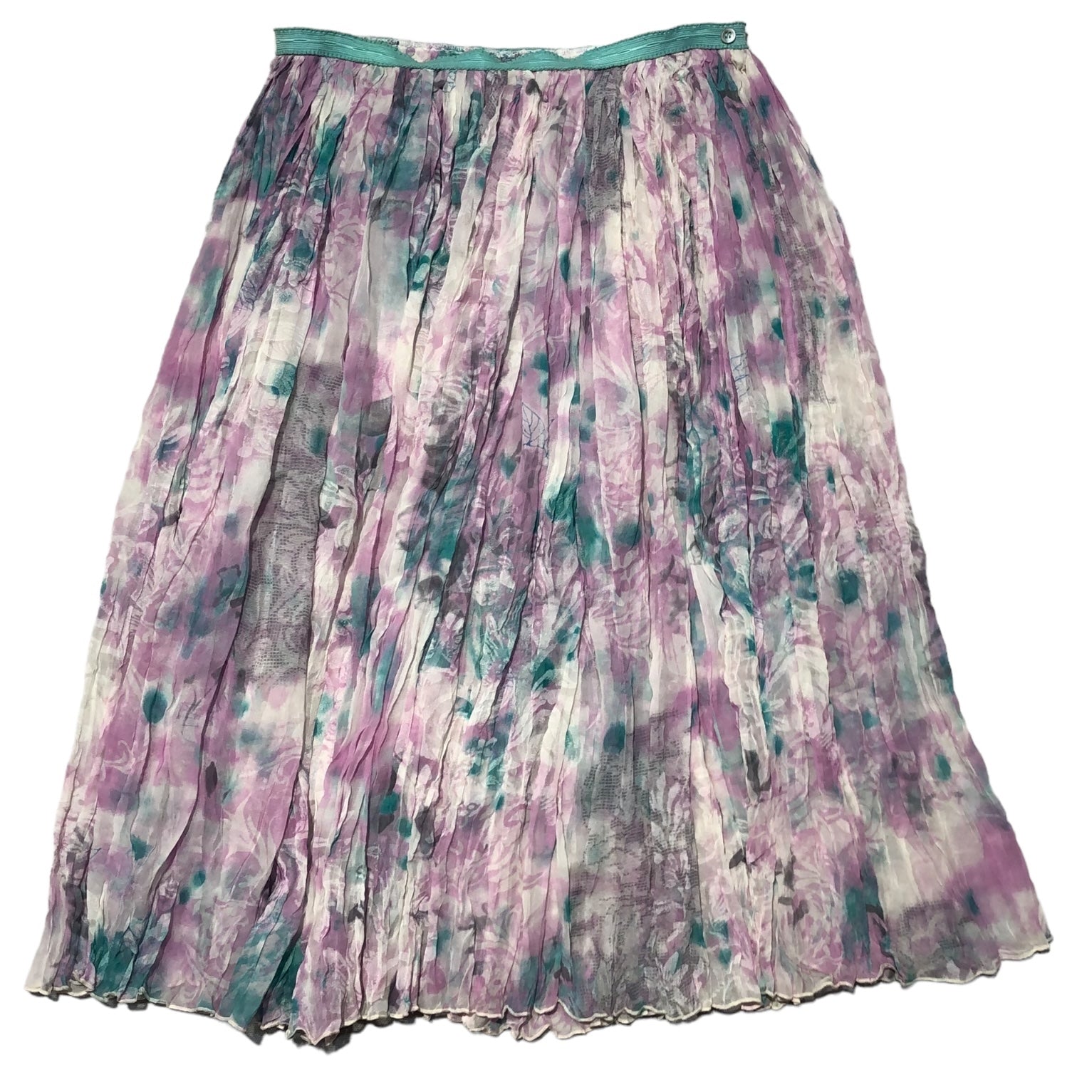 TSUMORI CHISATO(ツモリチサト) シフォンフラワープリントシルクプリーツスカート TC31-FG123 2(Mサイズ程度) パープル シルク100%