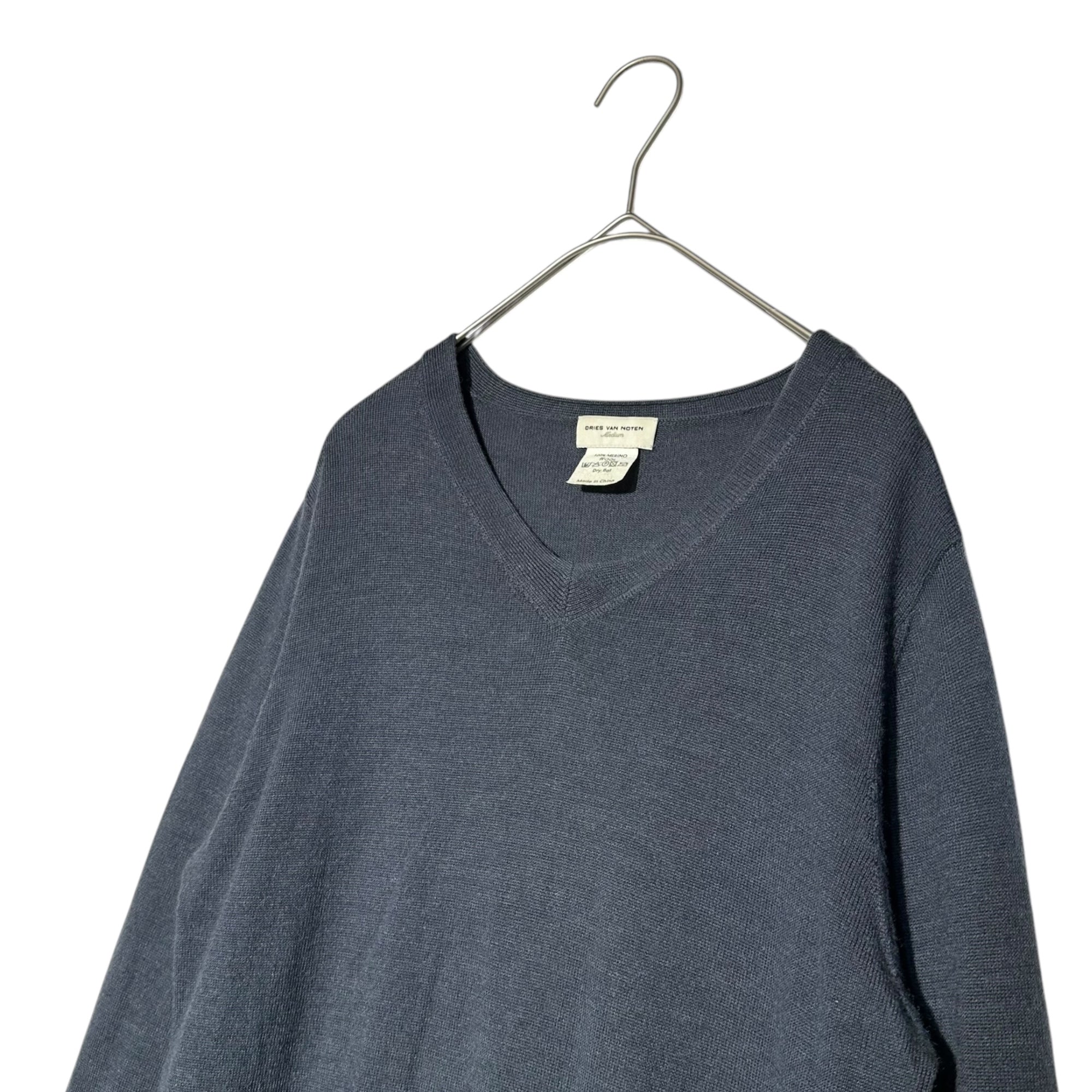 DRIES VAN NOTEN(ドリスヴァンノッテン) V neck wool knit Vネック ウール ニット M ネイビー