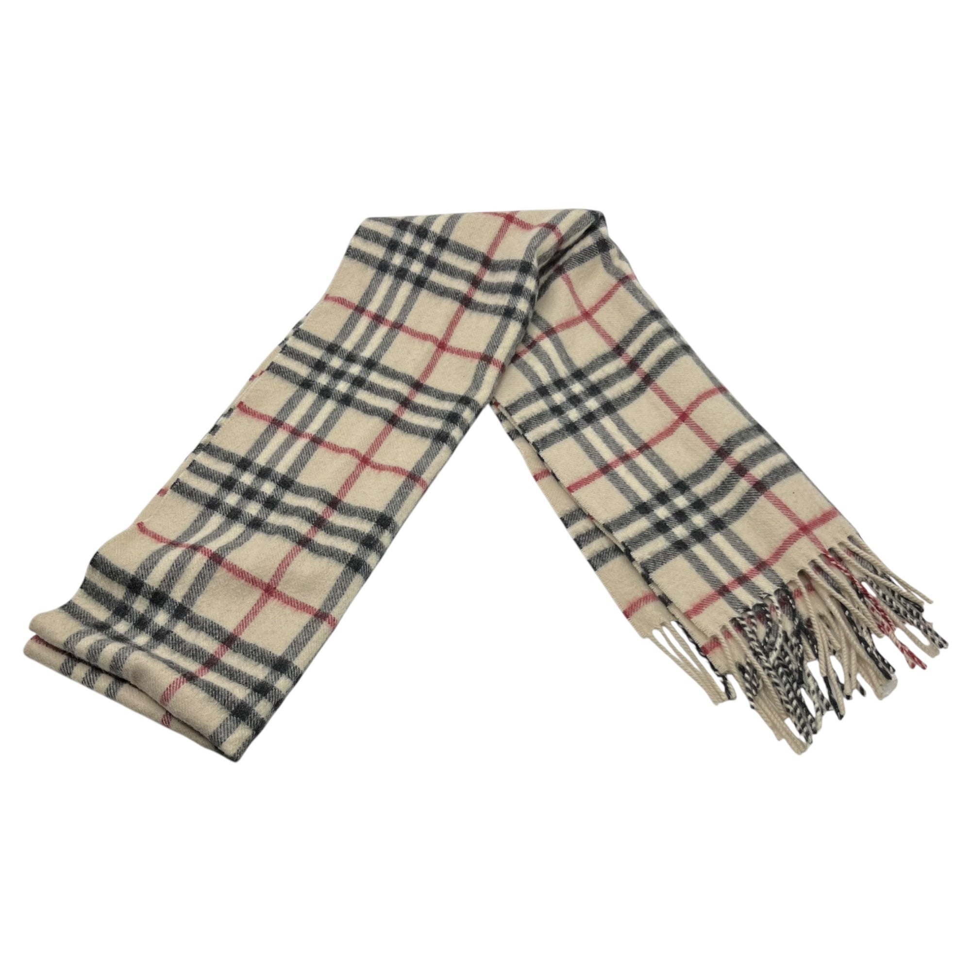 BURBERRY(バーバリー) Nova check cashmere muffler ノヴァ チェック カシミヤ マフラー カシミヤ100% アイボリー×ブラック×レッド