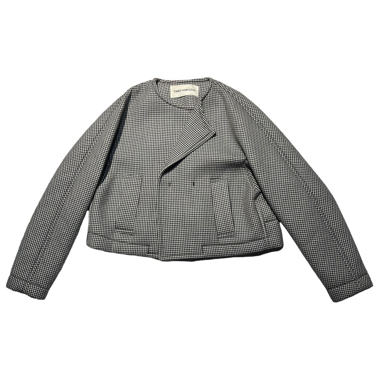 TARO HORIUCHI(タロウホリウチ) 千鳥柄ウールボンディングショート丈ブルゾン 1704-JK03-907 FREE ブラック