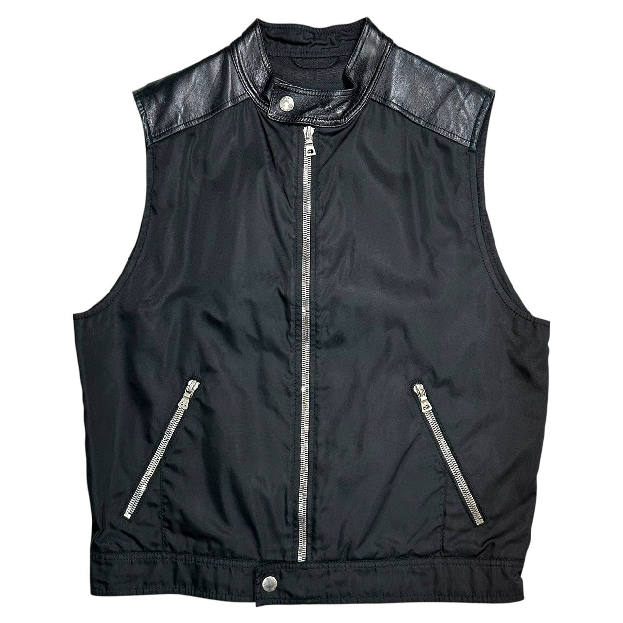 PRADA(プラダ) 1996 Archive Leather Nylon Docking Vest アーカイブ レザー ナイロン ドッキング ベスト M ブラック 90's 90年代