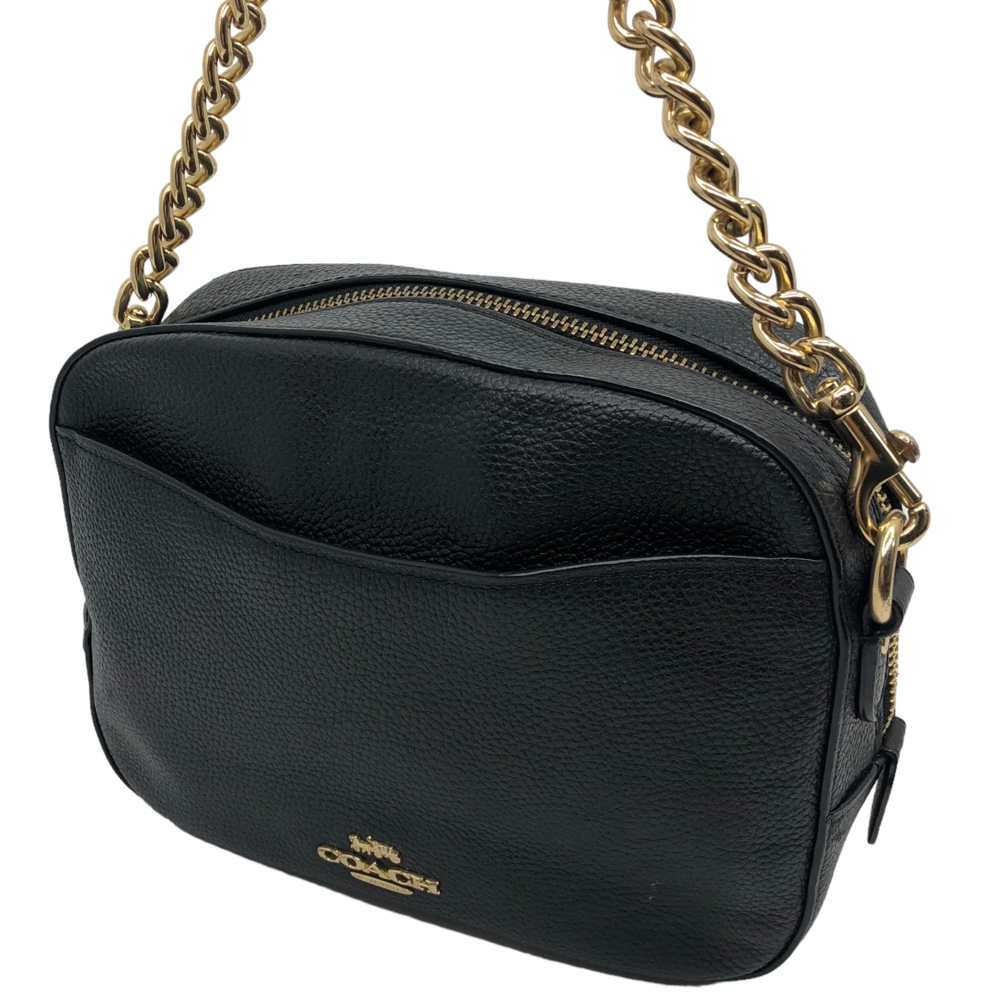 COACH(コーチ) Camera bag カメラ バッグ 29411 ブラック×ゴールド ショルダー バッグ ぺブルドレザー チェーン