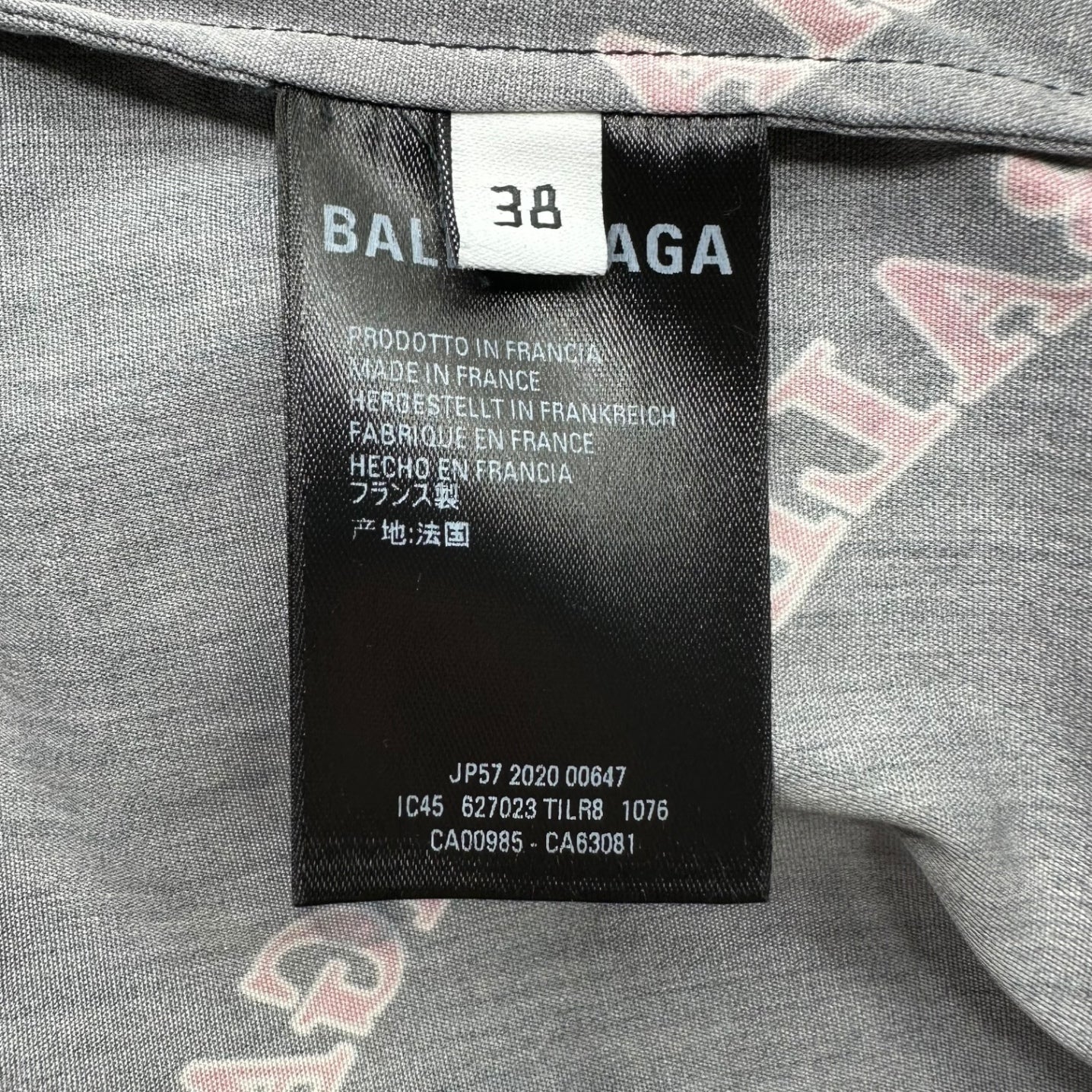 BALENCIAGA(バレンシアガ) 20AW Oversize Allover Logo L/S Shirt オーバーサイズ オールオーバー ボタンダウン ロゴ プリント 長袖 シャツ 627023 38 ブラック×レッド