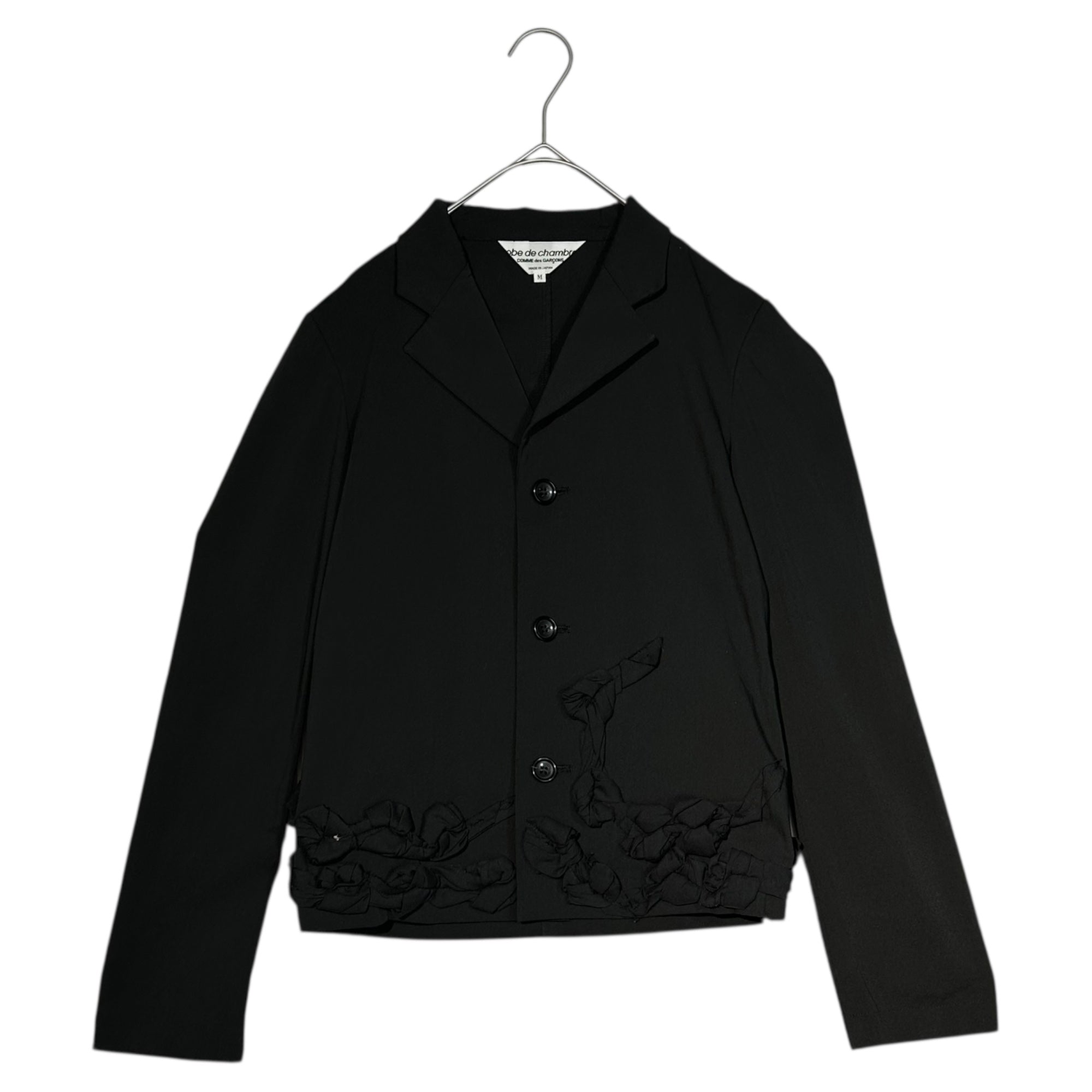 robe de chambre COMME des GARCONS(ローブドシャンブルコムデギャルソン) 03SS Flower Motif Polyester Wool 3B Stretch Jacket フラワー モチーフ ポリエステル ウール 3B ストレッチ ジャケット RI-J015 M ブラック AD2002