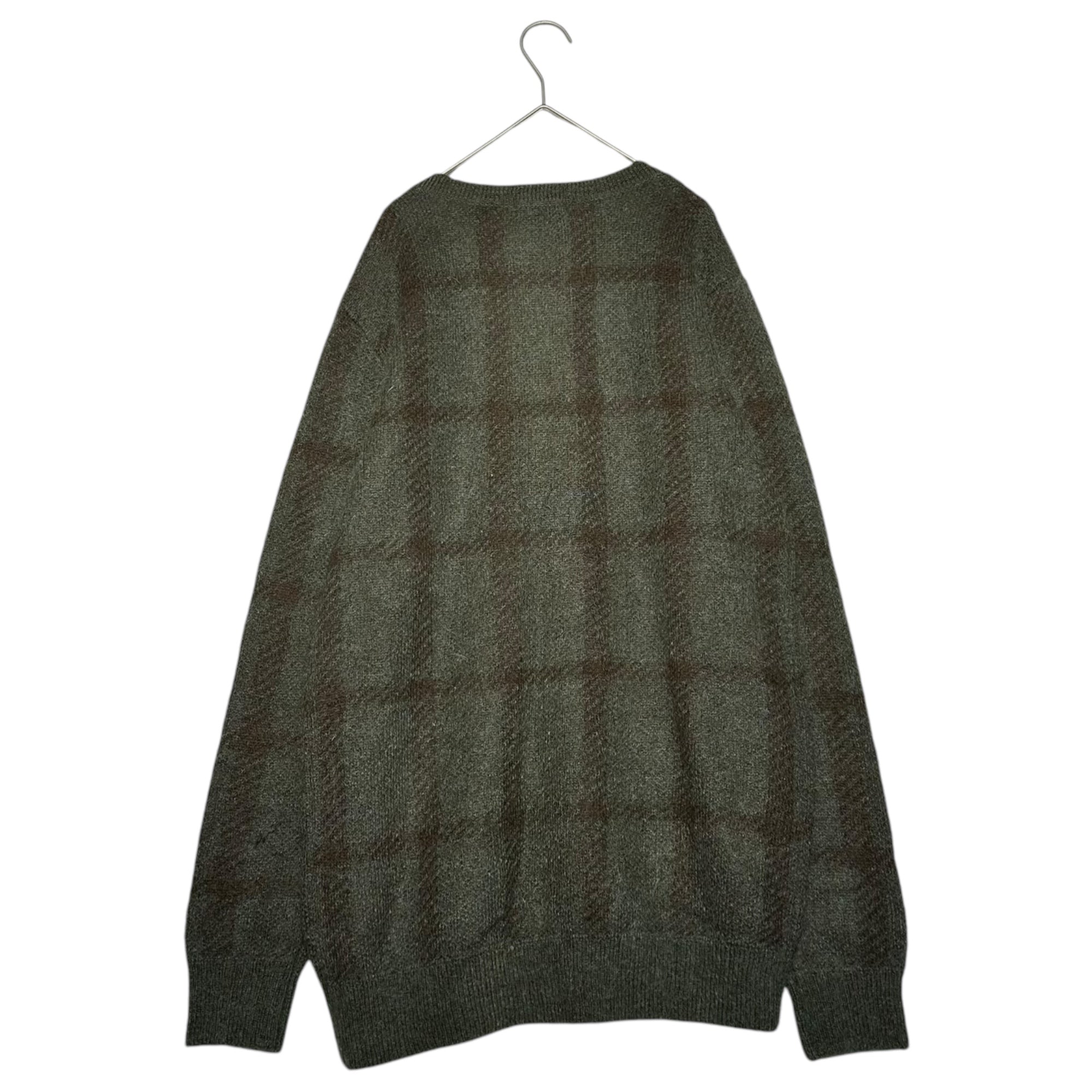 BURBERRY BLACK LABEL(バーバリーブラックレーベル) 50% mohair plaid cardigan 50% モヘヤ チェック柄 カーディガン L カーキ