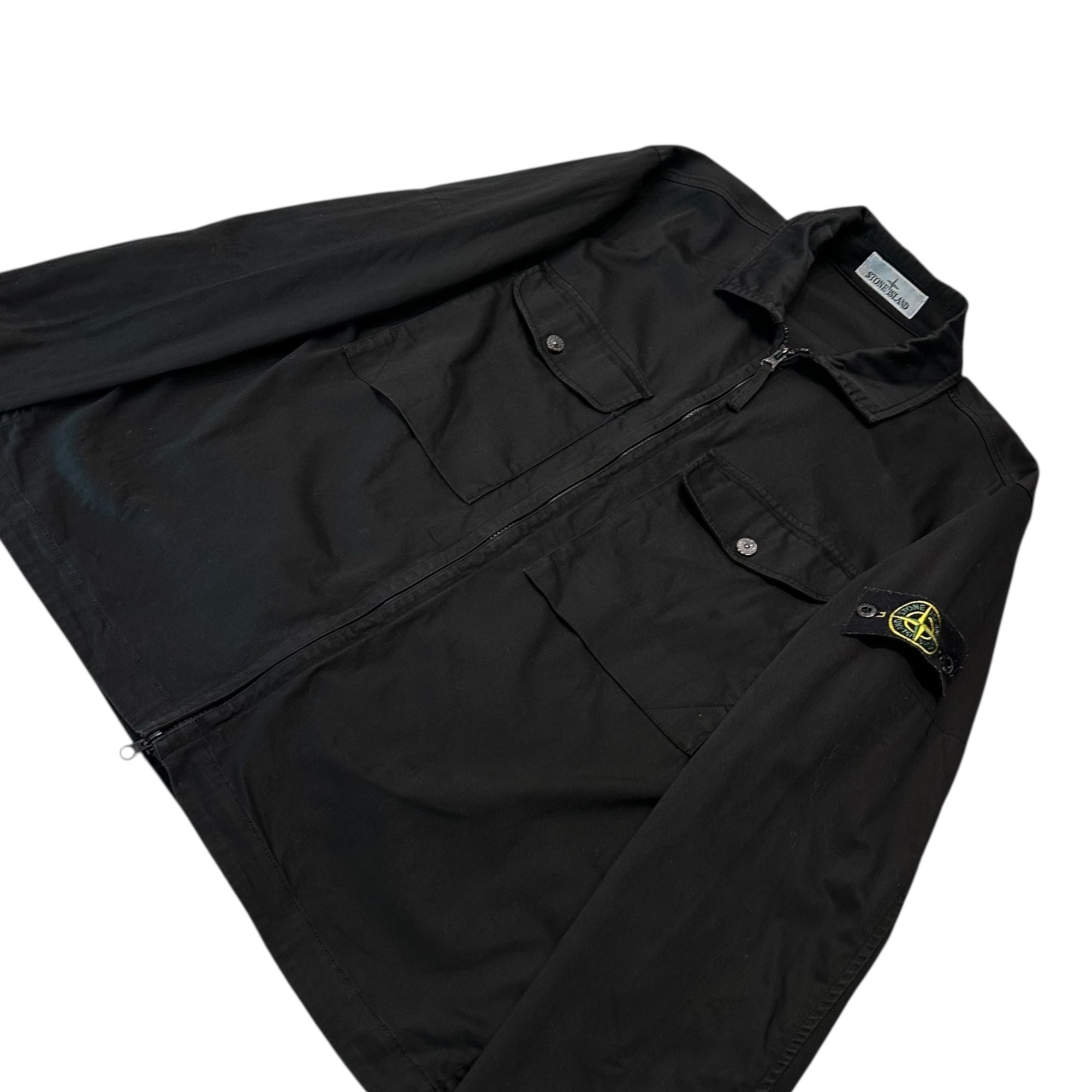 STONE ISLAND(ストーンアイランド) 24SS Stretch Cotton Double Pocket Shirt Jacket ストレッチ コットン ダブルポケット シャツ ジャケット 801510812 M ブラック