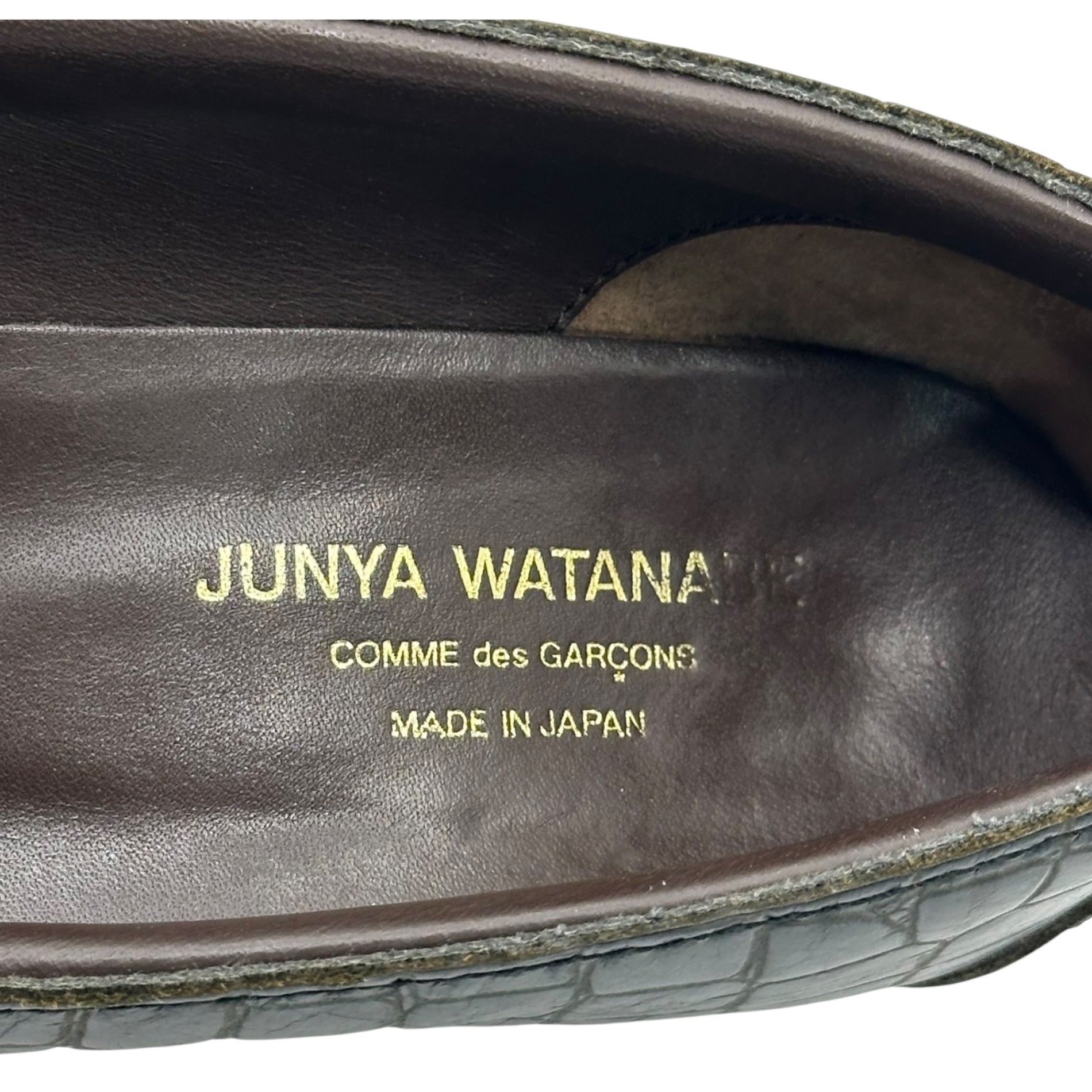 COMME des GARCONS JUNYA WATANABE(コムデギャルソンジュンヤワタナベ) 05AW Crocodile embossed trekking lace-up pointed toe heel pumps クロコ 型押し トレッキング レースアップ ポインテッドトゥ ヒール パンプス L ブラック