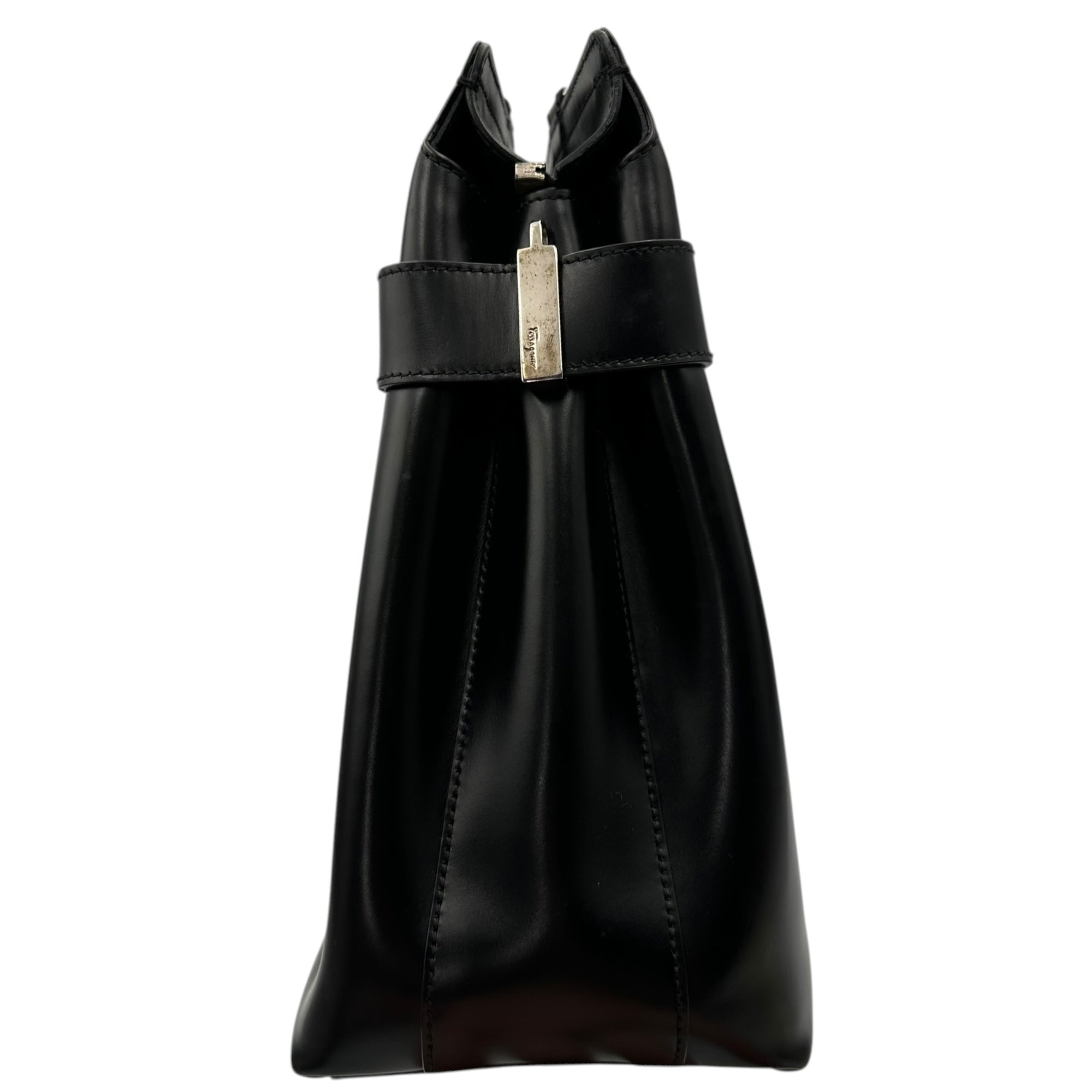 Salvatore Ferragamo(サルヴァトーレフェラガモ) Gancini High-Shine Leather hand Bag ガンチーニ ハイシャイン レザー ハンド バッグ DY-21 0166 ブラック