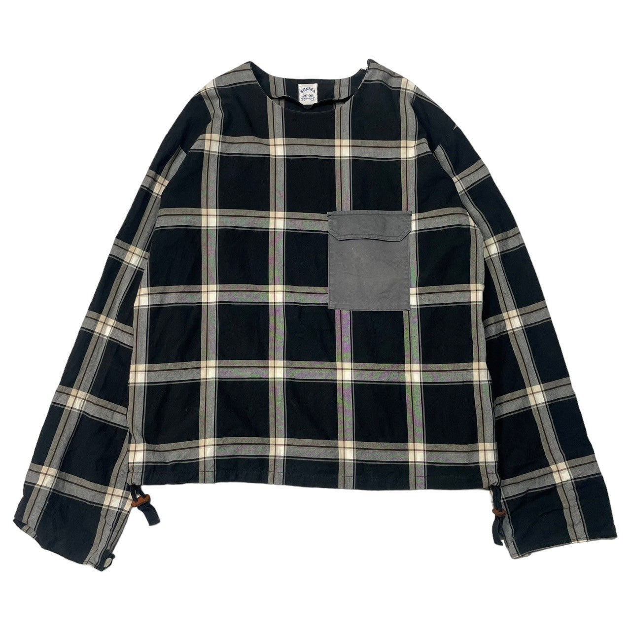 SUNSEA(サンシー) 17SS pullover check shirt プルオーバー チェック シャツ 17S23 SIZE 3(L) ブラック×グレー