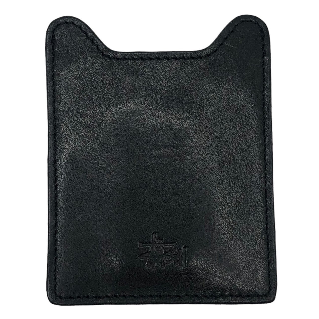 STUSSY(ステューシー) 90's leather money clip レザー マネークリップ パスケース カード ケース ホルダー 財布 ブラック 90年代 紺タグ OLD STUSSY