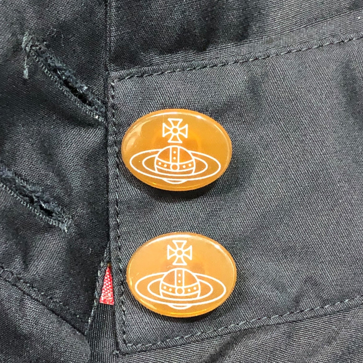 Vivienne Westwood RED LABEL(ヴィヴィアンウエストウッドレッドレーベル) One point orb long sleeve shirt ワンポイントオーブ長袖シャツ 16-03-862001 2(M程度) ブラック×レッド