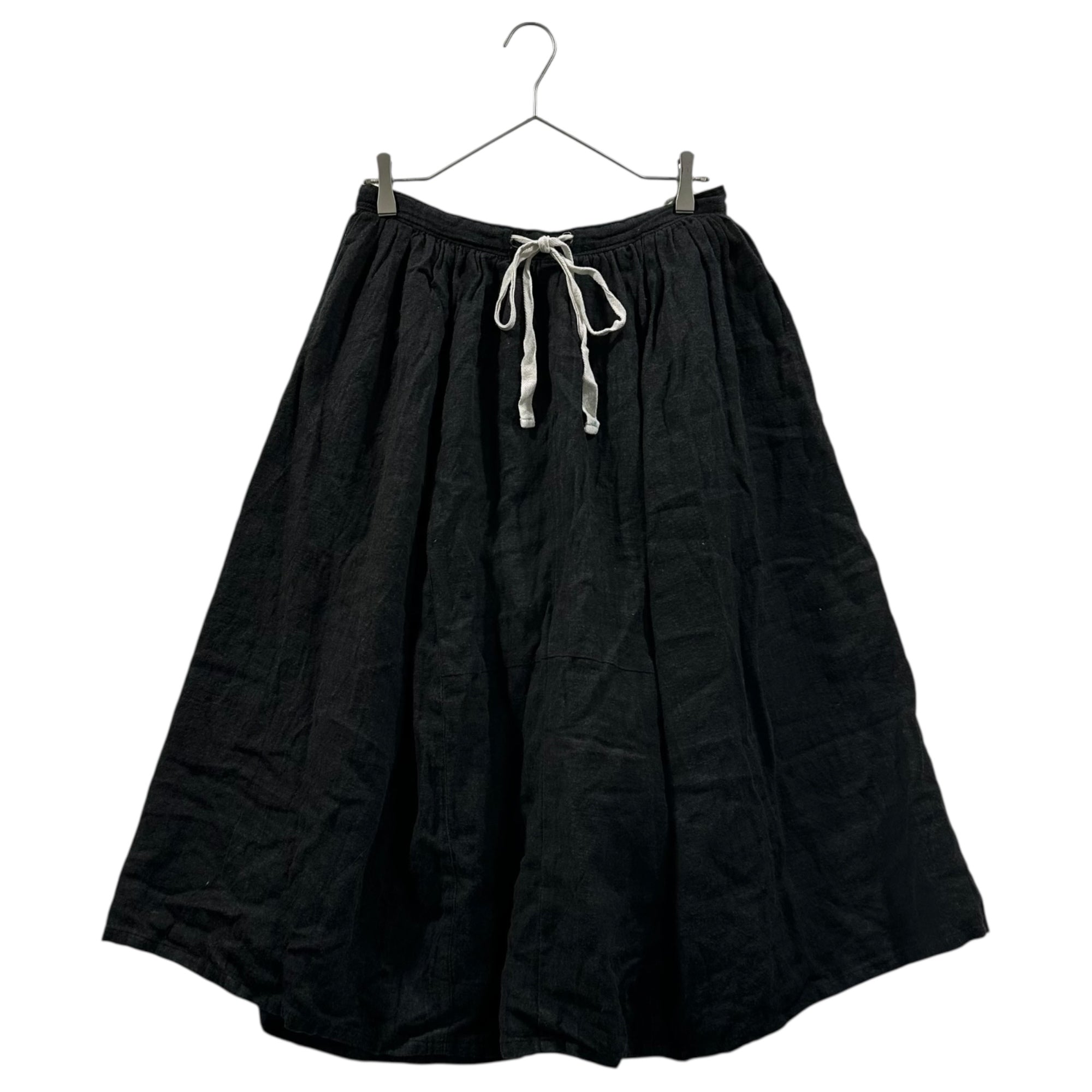 ikkuna/suzuki takayuki(イクナスズキタカユキ) Waist Gather Linen wool skirt ウエスト ギャザー リネン ウール スカート 1(S程度) ブラック
