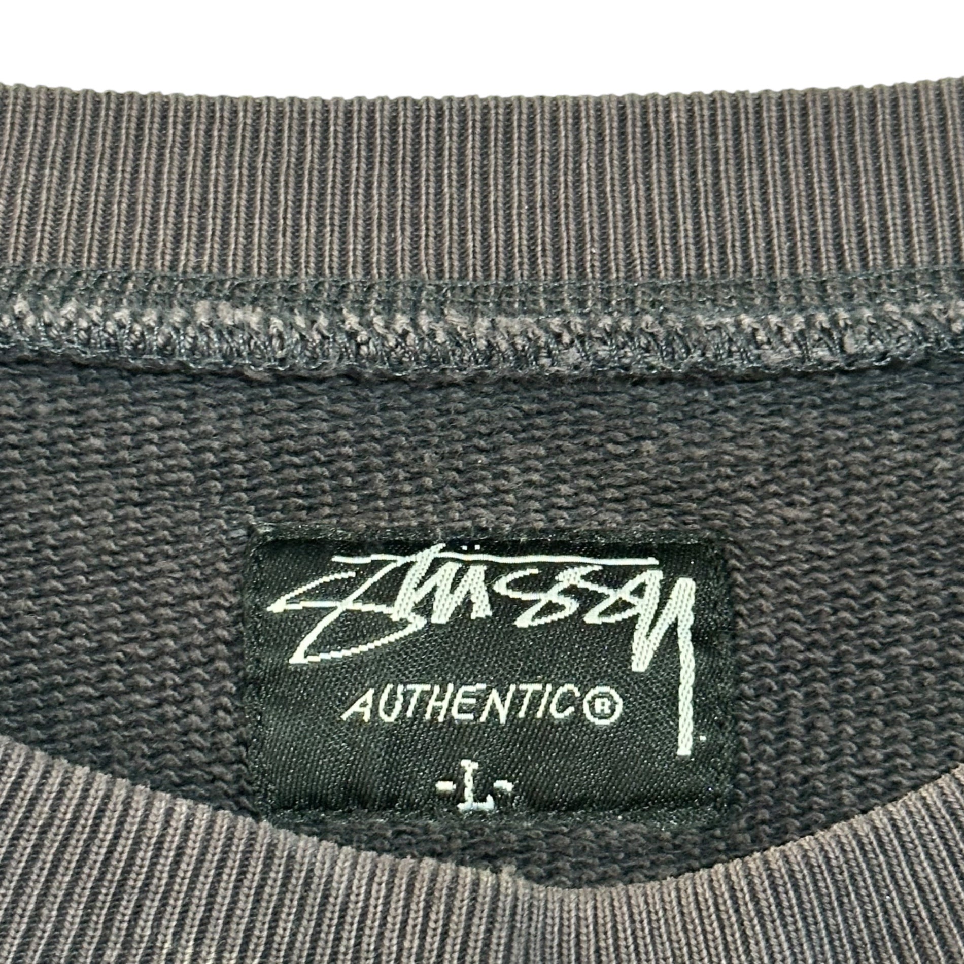 STUSSY(ステューシー) One Point Logo Faded Black Crew Neck Sweatshirt ワンポイント ロゴ フェードブラック クルーネック スウェット L ブラック