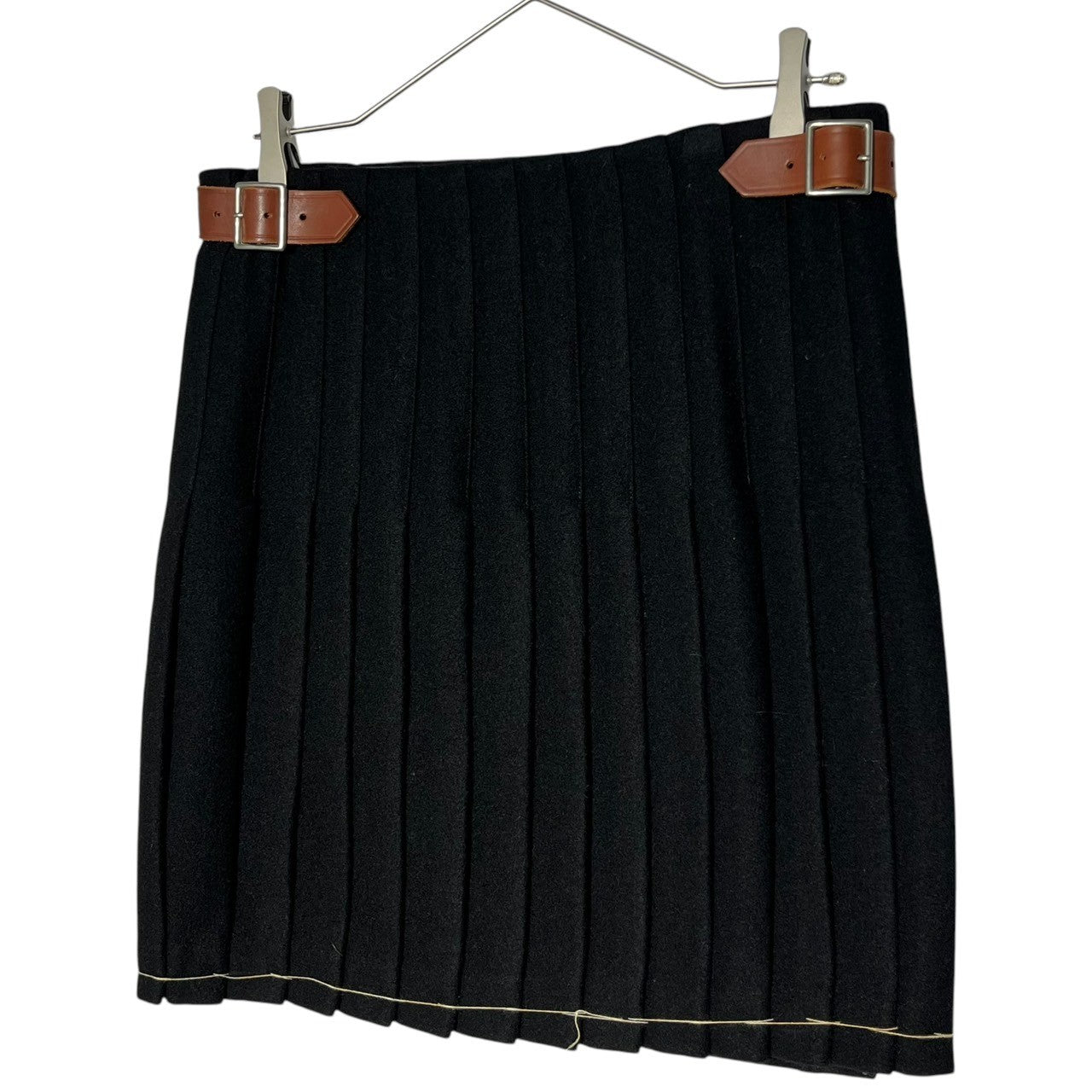 robe de chambre COMME des GARCONS(ローブドシャンブルコムデギャルソン) 00AW Side-belted wool pleat wrap skirt サイドベルト ウール プリーツ ラップ スカート RS-040510 表記無し(M程度) ブラック AD2000 レザー