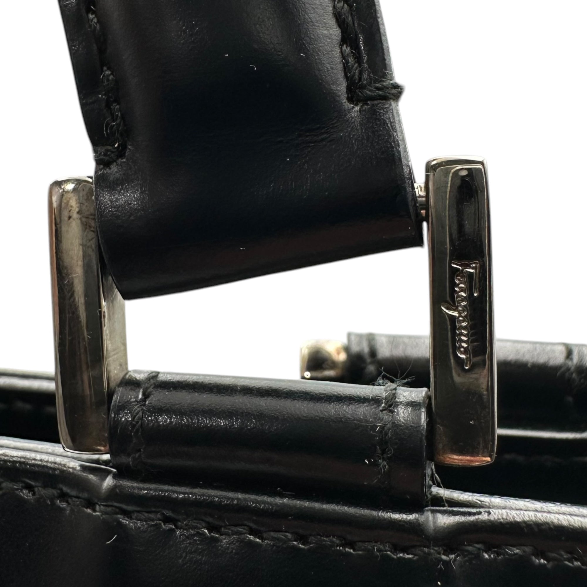 Salvatore Ferragamo(サルヴァトーレフェラガモ) Gancini High-Shine Leather hand Bag ガンチーニ ハイシャイン レザー ハンド バッグ DY-21 0166 ブラック