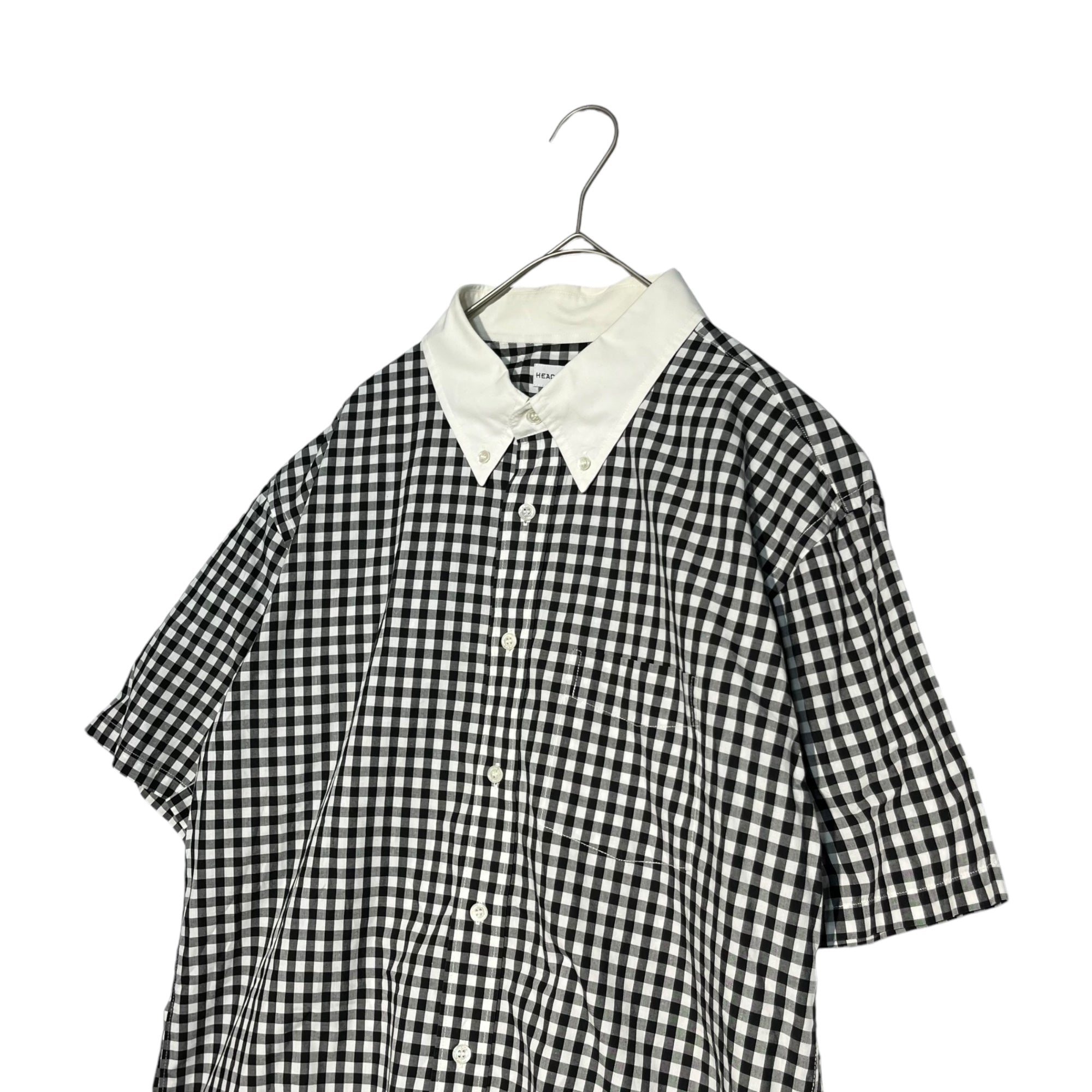 HEAD PORTER(ヘッドポーター) Gum check S/S shirt ギンガム チェック シャツ XL ブラック×ホワイト