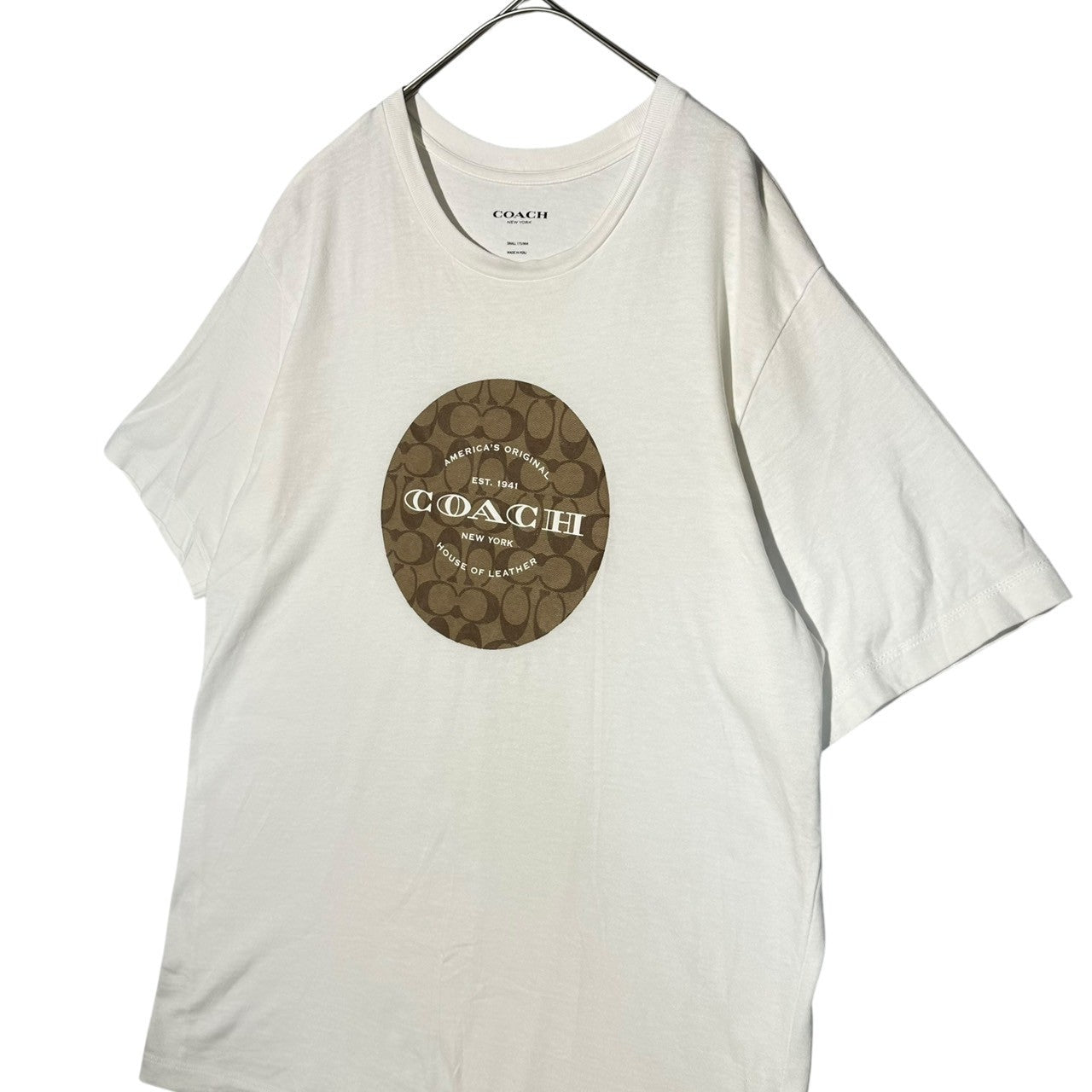 COACH(コーチ) Round Signature Logo T-Shirt ラウンド シグネチャー ロゴ Tシャツ サイズ表記切れ ホワイト×ベージュ
