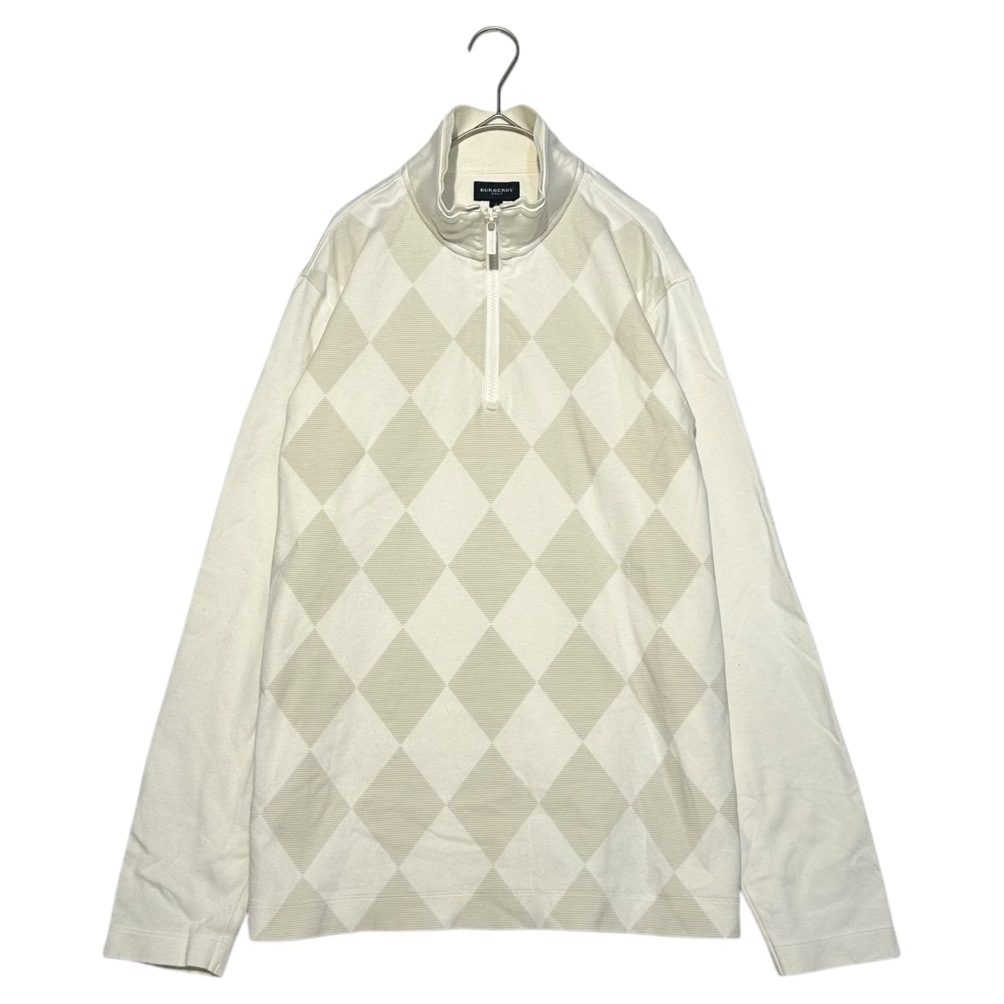 BURBERRY GOLF(バーバリーゴルフ) アーガイル柄 ハーフジップ 長袖 カットソー E5P66-242-01 4(XL程度) ホワイト Tシャツ