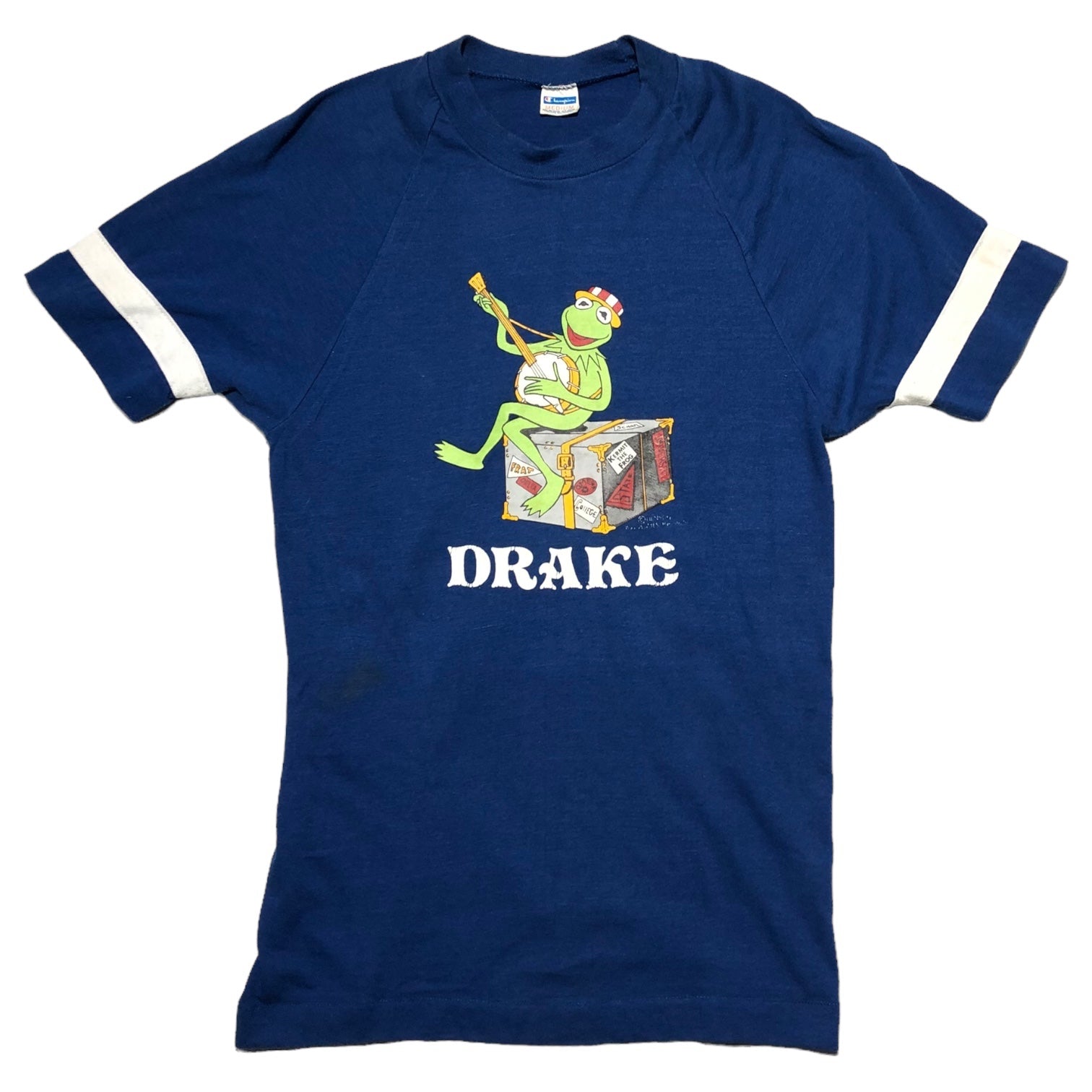 Champion(チャンピオン) 80's "Kermit" print DRAKE T-shirt カーミット ヴィンテージ Tシャツ M ブルー 80年代 トリコ タグ コピーライト
