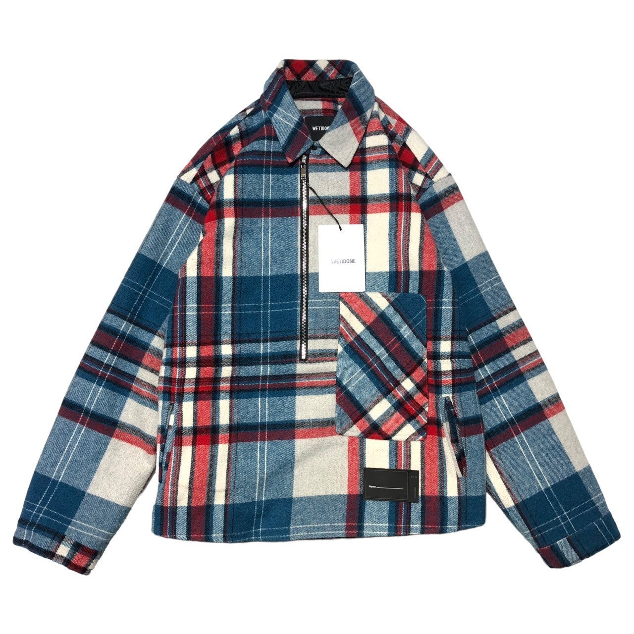WE11DONE(ウェルダン) Blue WD Check Anorak Wool Shirt ブルー  