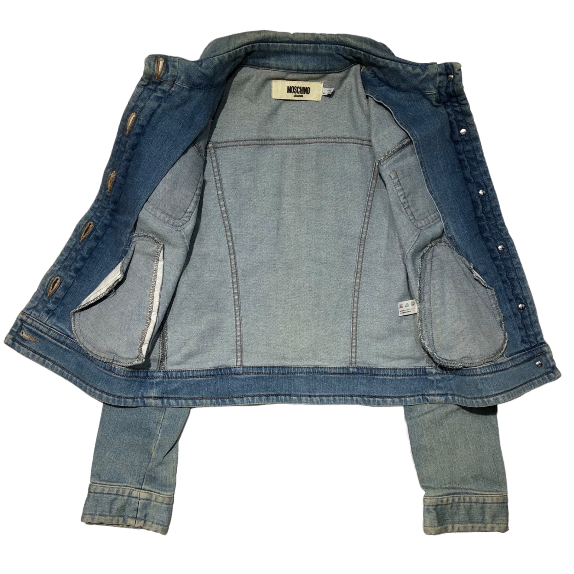MOSCHINO JEANS(モスキーノジーンズ) 00's denim short length jacket デニム ショート丈 ジャケット 38(M程度) ライトインディゴ Y2K