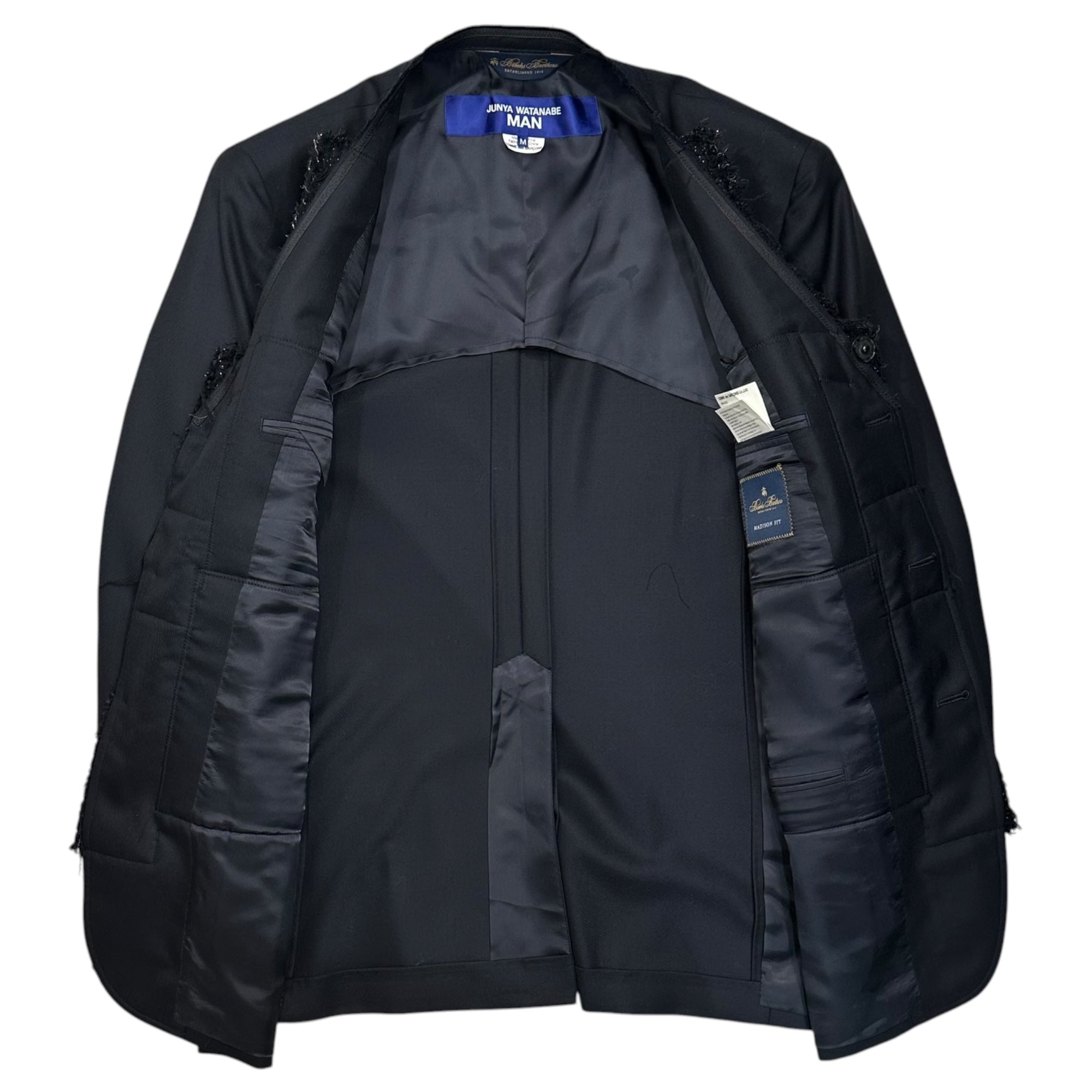 JUNYA WATANABE MAN×BROOKS BROTHERS(ジュンヤワタナベマン×ブルックスブラザーズ) 2024SS Redesigned Tweed Navy Blazer 再構築 ツイード 紺 ブレザー WM-J022 M ネイビー AD2023 紺ブレ ノーカラー ジャケット