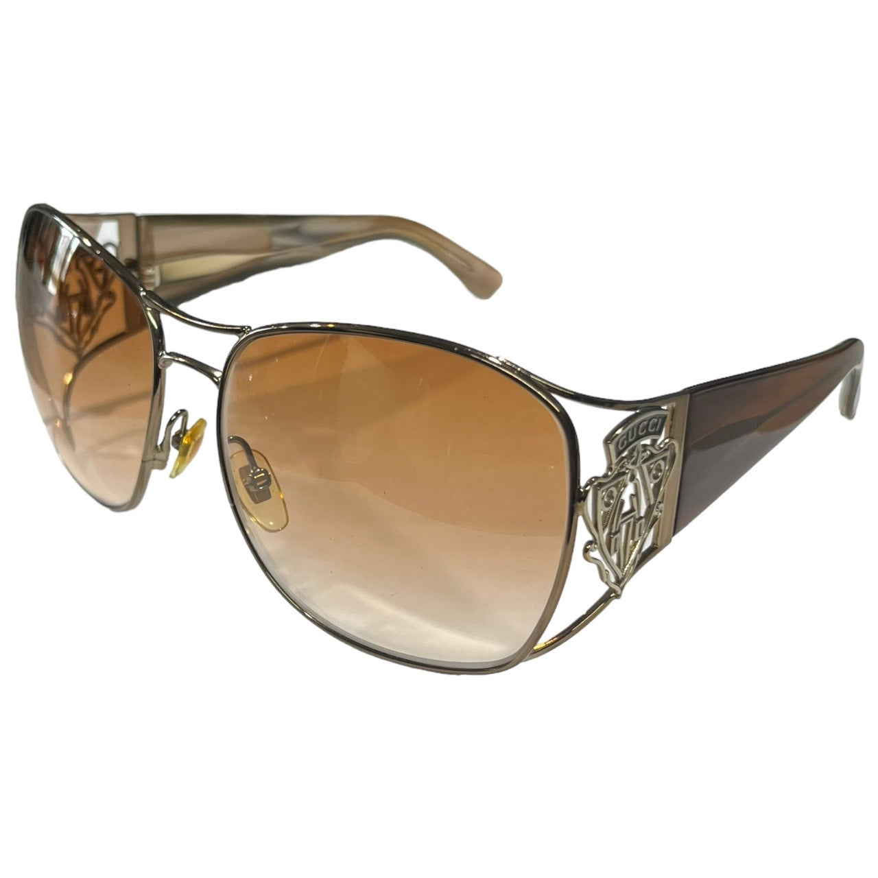 GUCCI(グッチ) ロゴクレストデザインヴィンテージサングラス/ブラウングラデーション/ダブルブリッジ 2827/S1LBBA 60□15-105 ゴールド×ブラウン